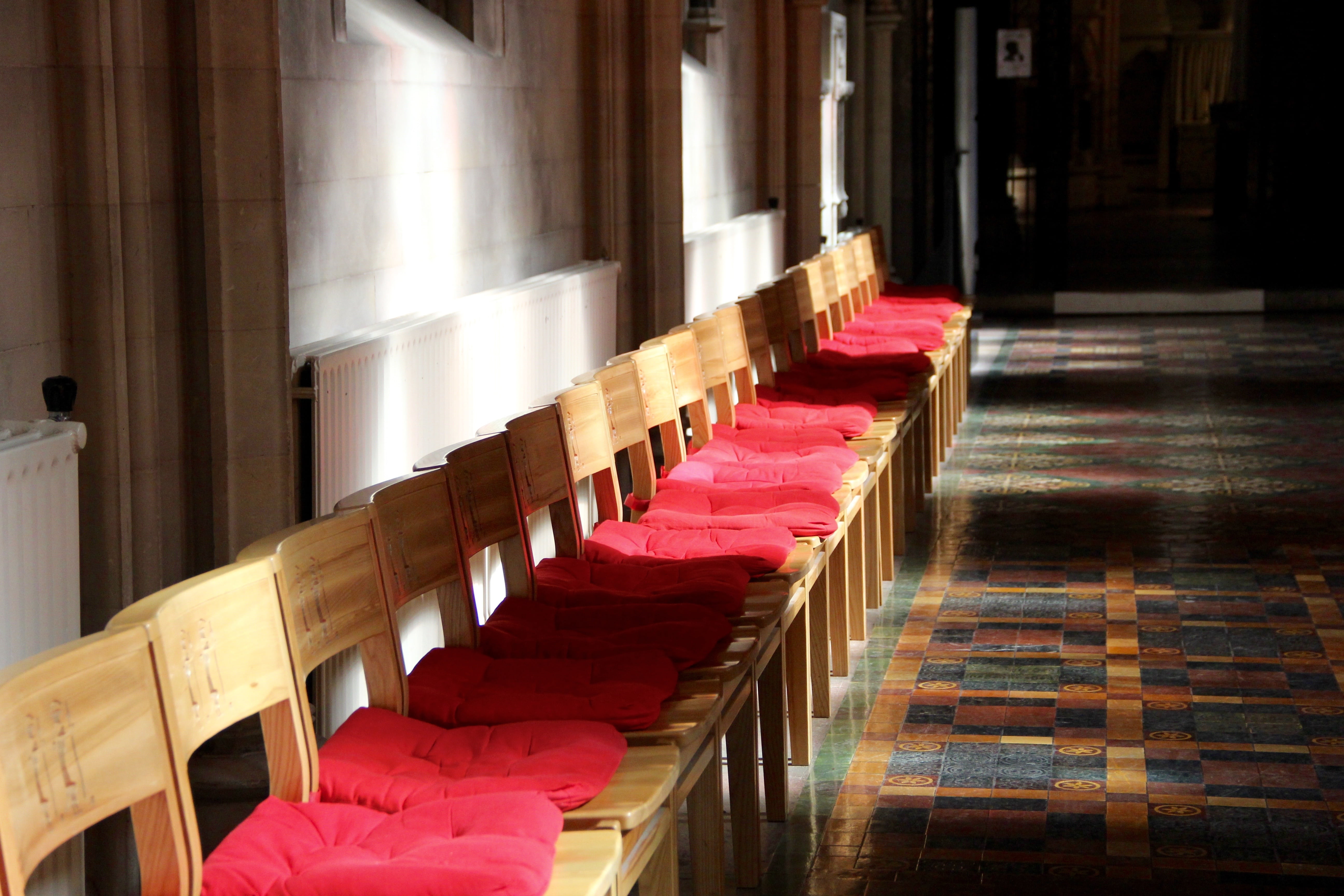 religion, absence, arrangement, in a row, architecture, built structure, anglican, belief, seat, congregation, empty, indoors, no People, 5K, christchurch, HD Wallpaper