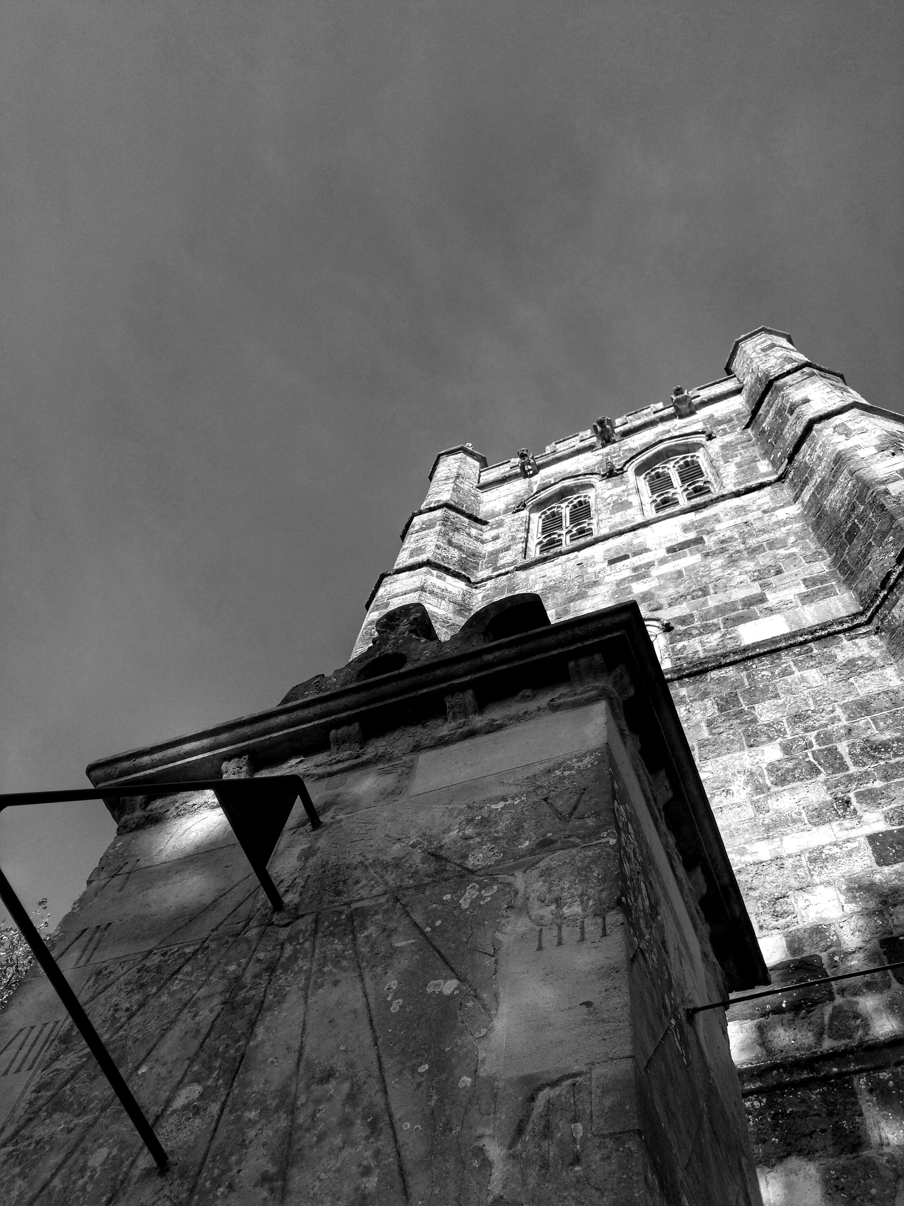 outdoors, worship, ruined, stone, building, damaged, tower, sky, architecture, cloud - sky, black and white, white, mono, day, church, no people, building exterior, Phone HD Wallpaper
