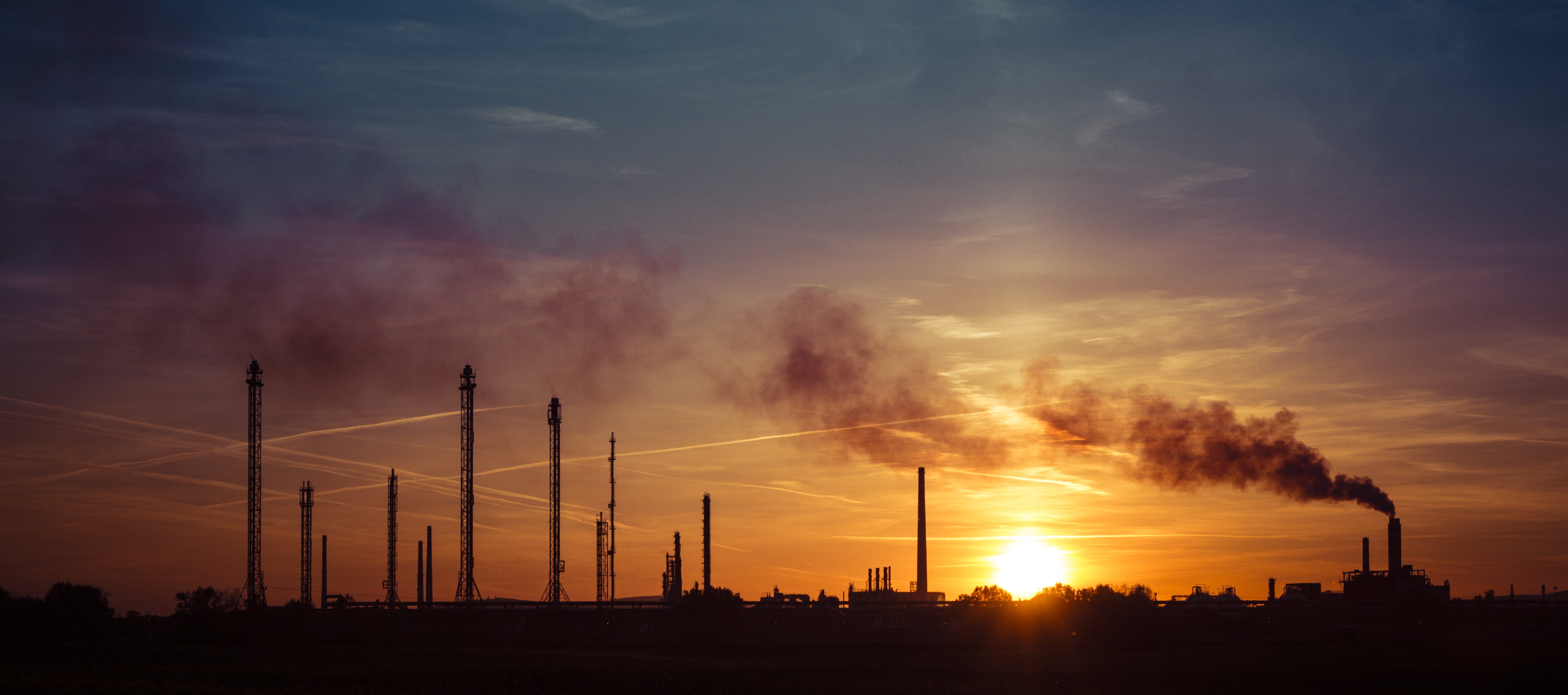 fumes, smoke stack, cloud - sky, orange color, silhouette, environmental issues, industry, no people, slovnaft, nature, sunset, building exterior, outdoors, HD Wallpaper