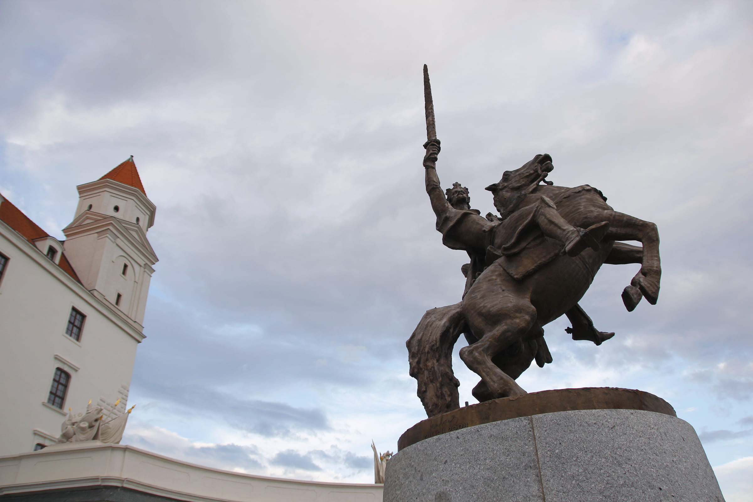 city, building exterior, capital, slovakia, statue, art and craft, history, human representation, construction, craft, gargoyle, 1080P, sky, architecture, HD Wallpaper