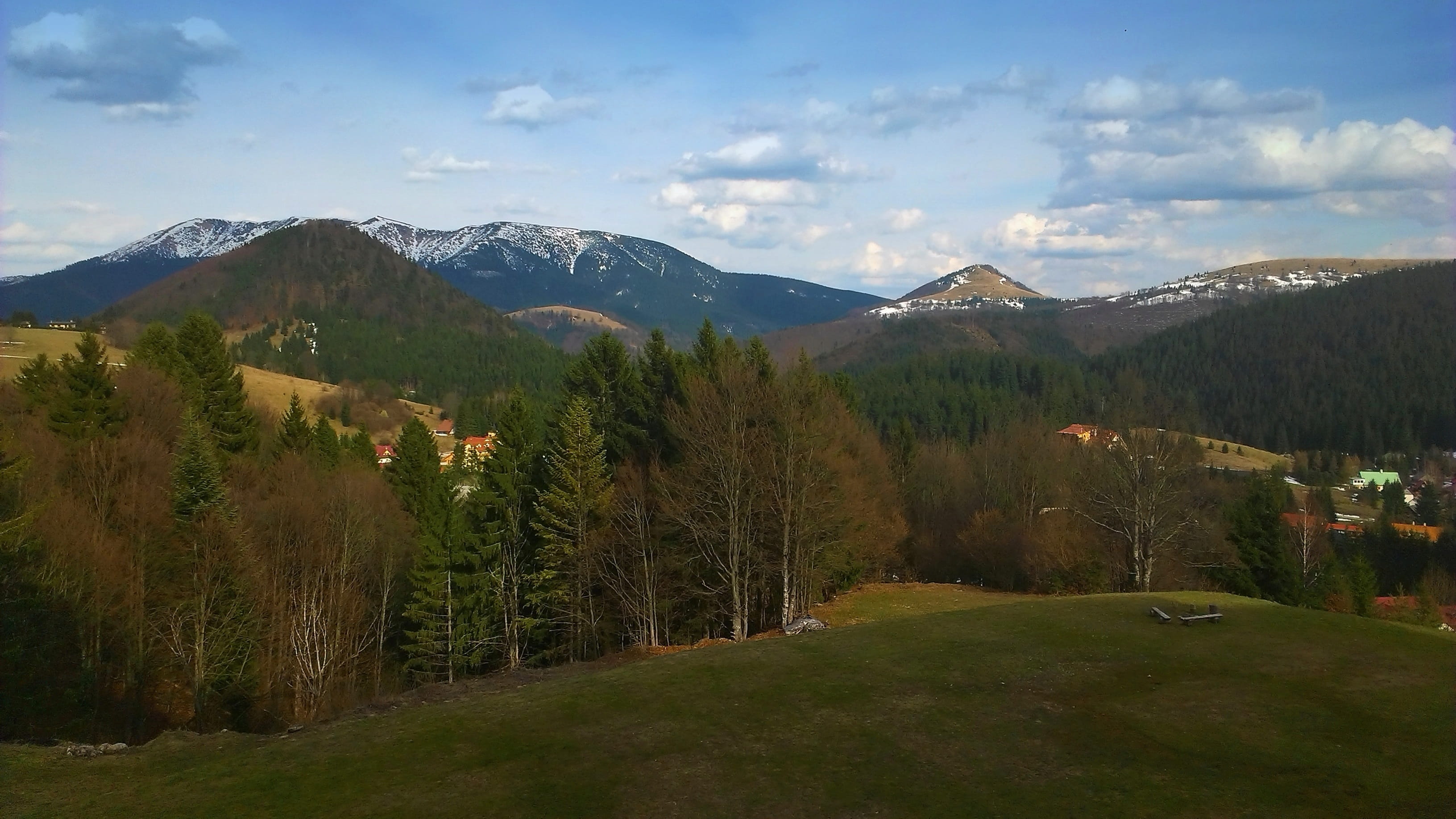 environment, sky, no people, Donovaly, pine tree, tranquil scene, the sky, the clouds, non-urban scene, trees, 2K, mountain range, beauty in nature, tree, HD Wallpaper