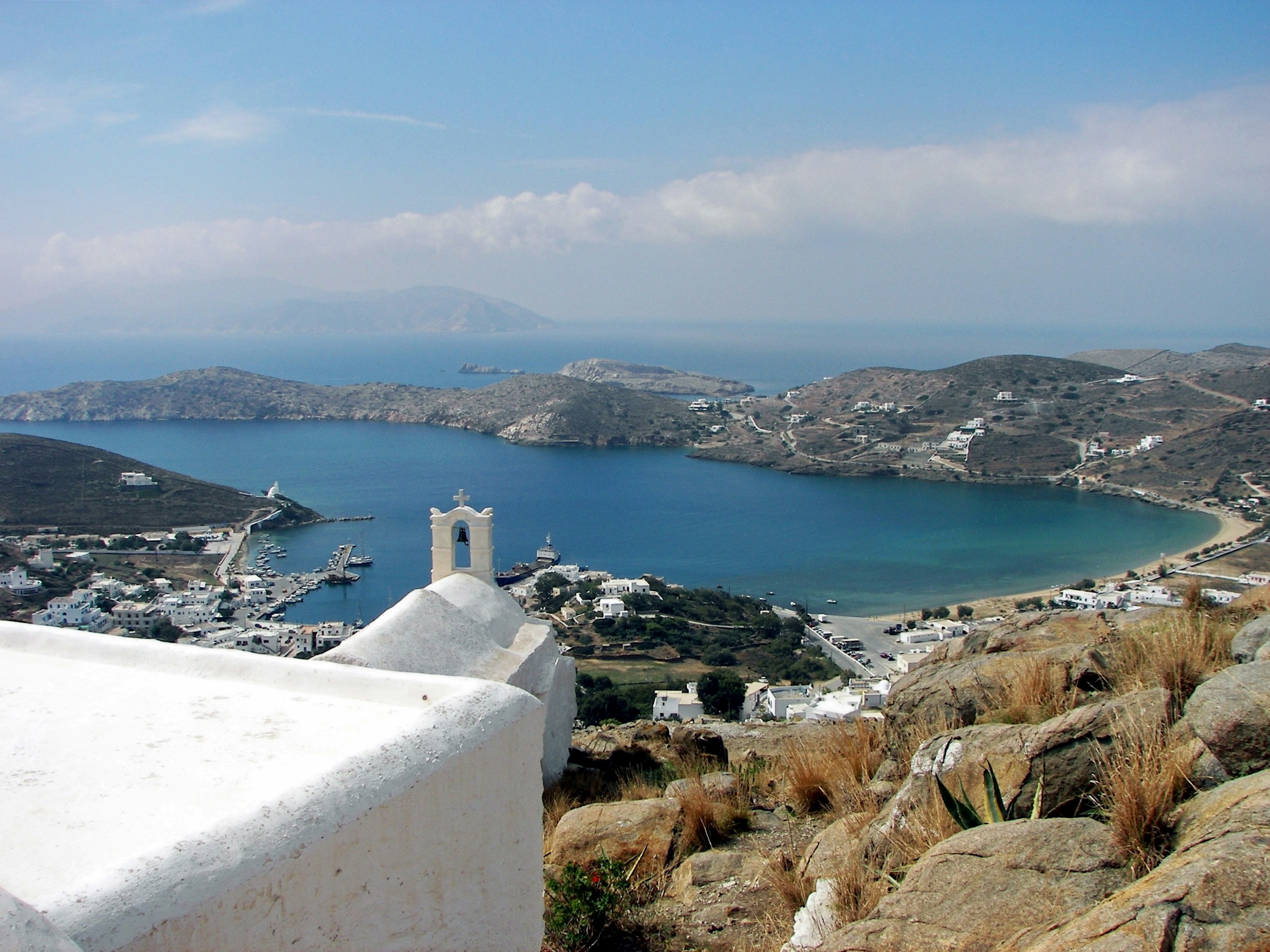 tranquil scene, day, beauty in nature, no people, water, cloud - sky, sea, cyclades, mountain, nature, idyllic, non-urban scene, greece, greek island hopping, HD Wallpaper