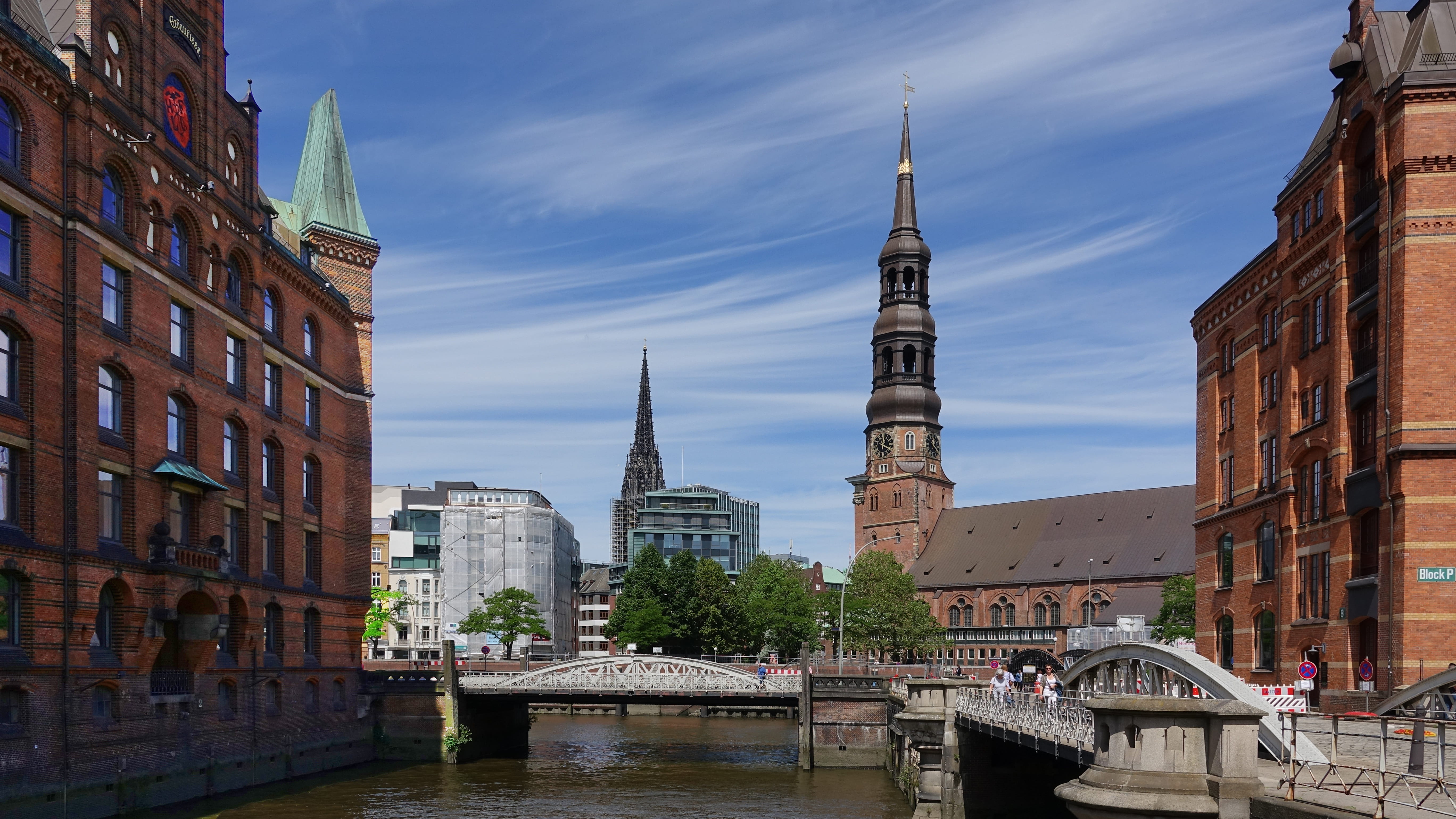 water, spire, churches, connection, office building exterior, 5K, travel destinations, nature, building exterior, city, germany, outdoors, skyscraper, HD Wallpaper