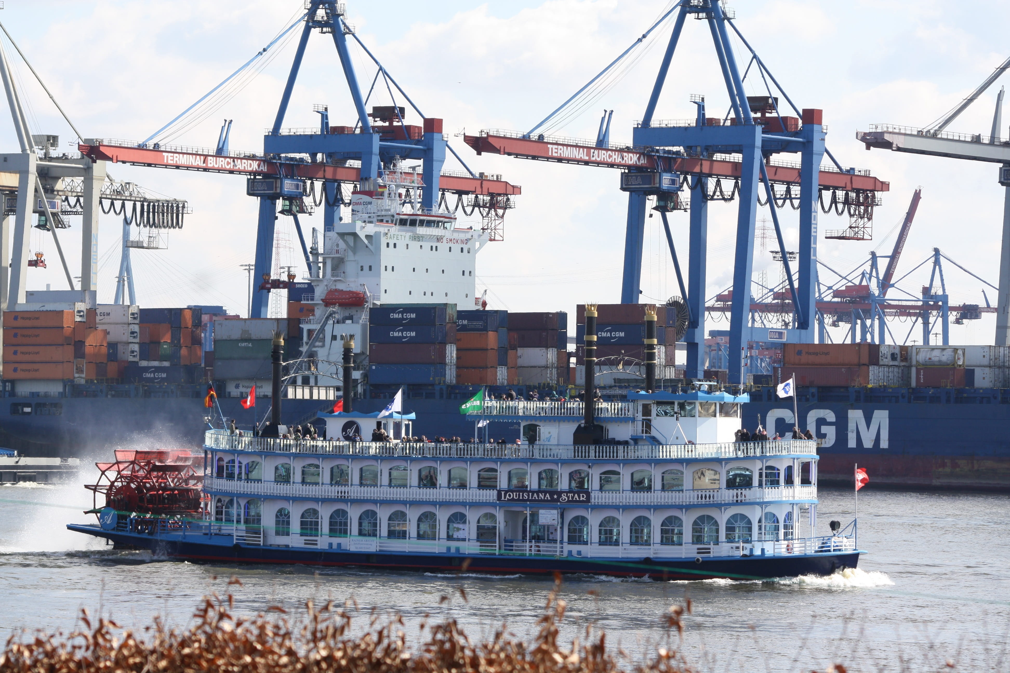ship, business, nature, cruise ship, architecture, 4K, sea, port motifs, machinery, industry, freight transportation, paddle steamers, hamburgensien, day, HD Wallpaper