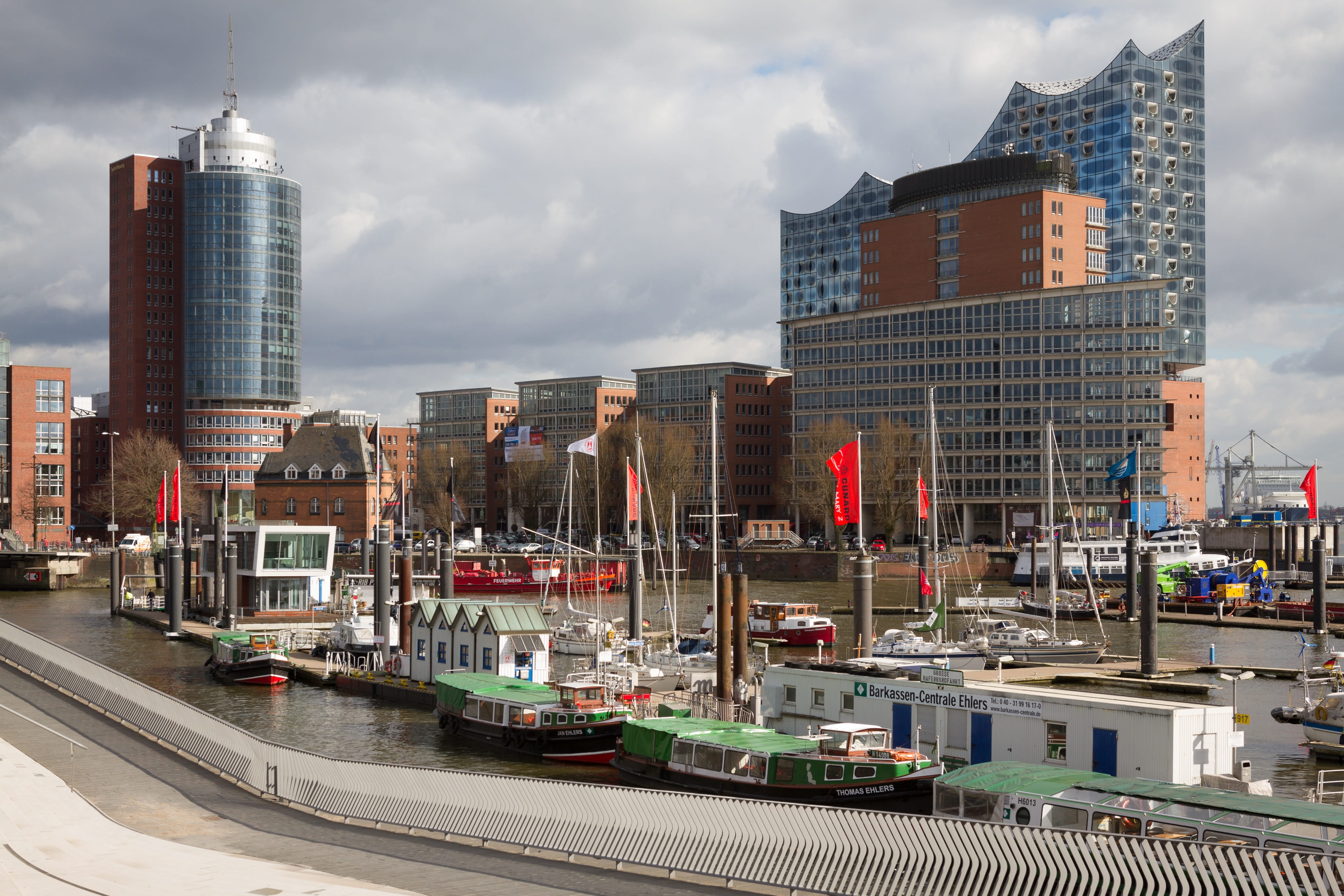 built structure, elbe philharmonic hall, cloud - sky, 4K, sports harbour, mode of transportation, building, cityscape, boats, architecture, elbe, harbor, HD Wallpaper