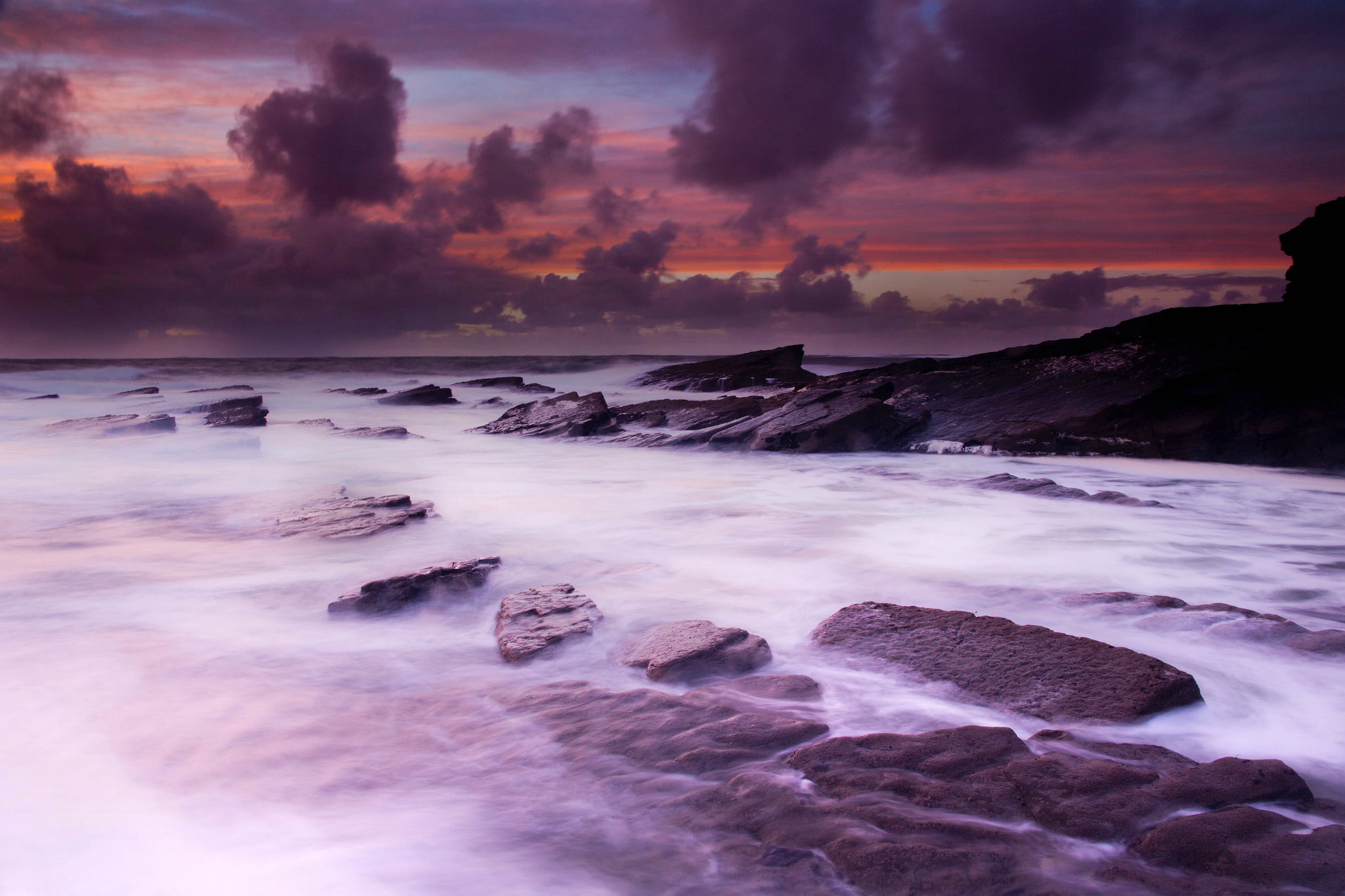 scenics - nature, tranquil scene, dramatic sky, 1080P, The Atlantic ocean, excerpt, sky, sea, Spanish Point Is A Port, Ireland, stones, Claire, water, HD Wallpaper