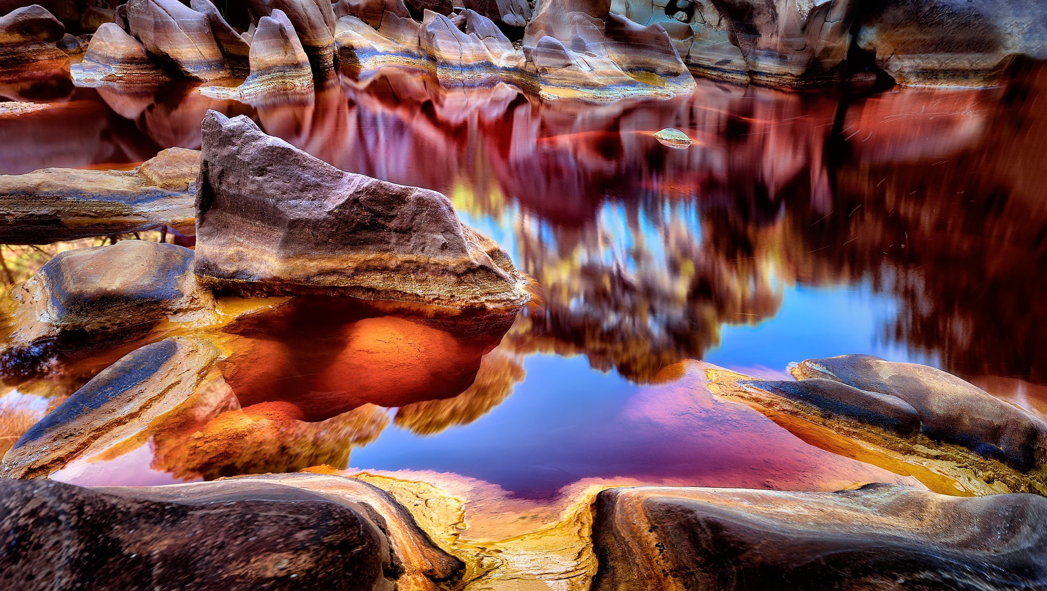 geology, travel destinations, rock, non-urban scene, water, rock formation, reflection, blue, day, physical geography, scenics - nature, rock - object, HD Wallpaper