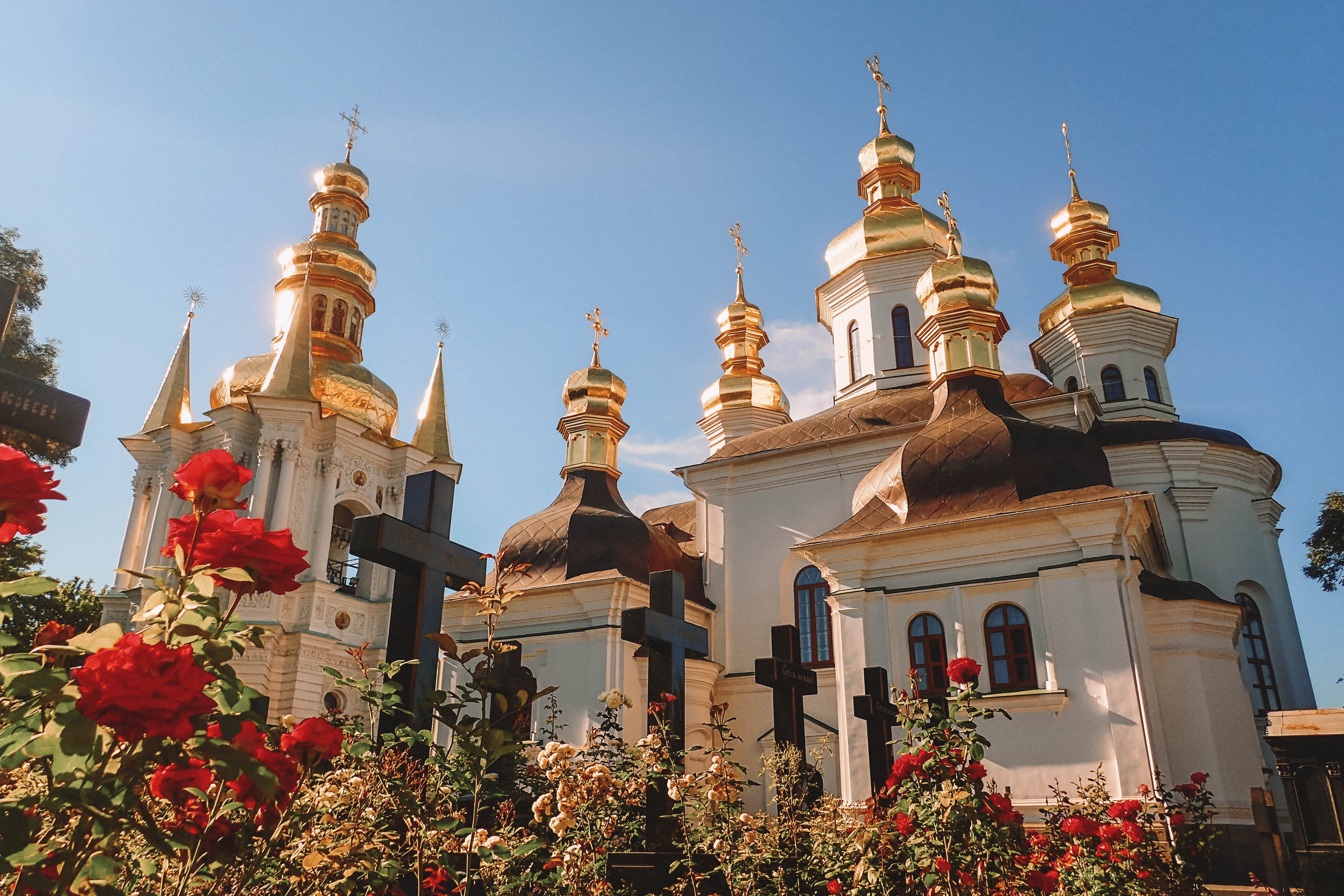 architecture, religion, spirituality, nature, building exterior, ukraine, low angle view, travel destinations, place of worship, clear sky, flowering plant, HD Wallpaper