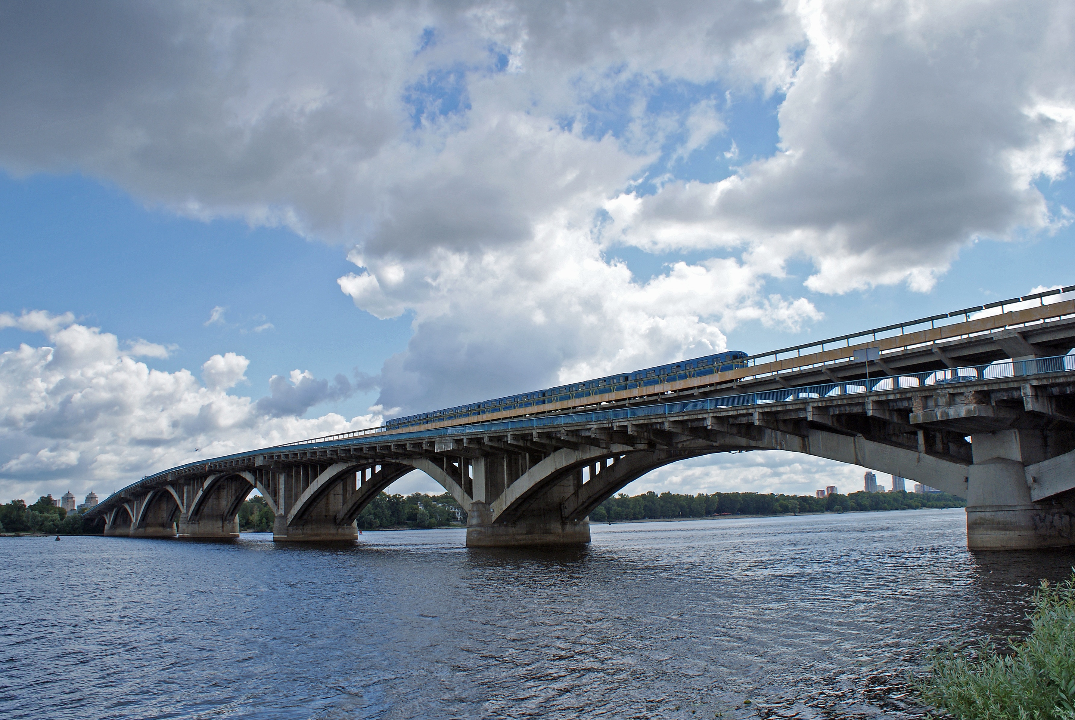 no people, connection, outdoors, river, alloy, metro bridge, city, architecture, dnieper, transportation, nature, built structure, travel destinations, HD Wallpaper
