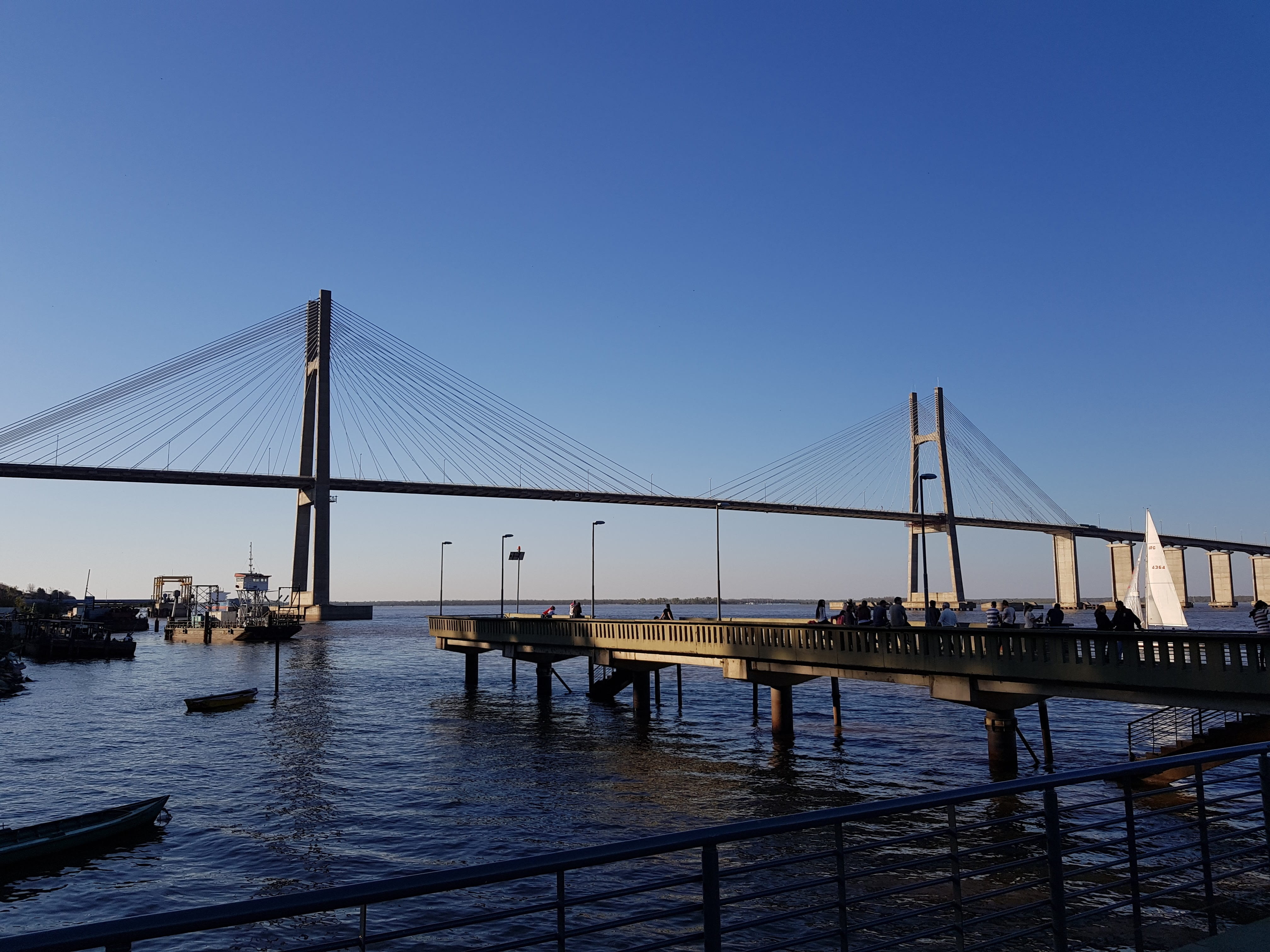 rosario, city, sky, connection, bridge, 4K, outdoors, travel destinations, santa fe, engineering, long, bridge - man made structure, transportation, clear sky, HD Wallpaper