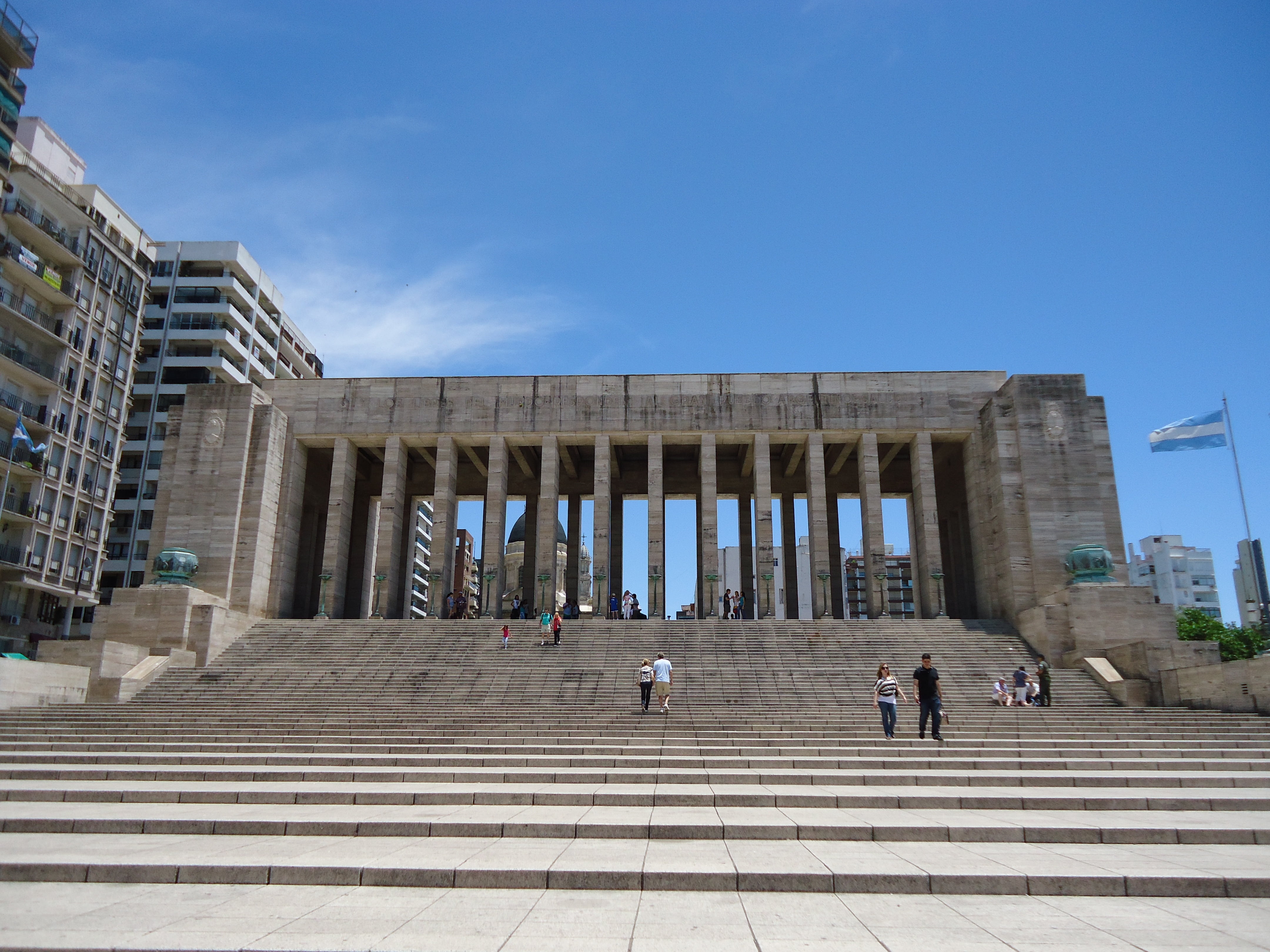 sunlight, building exterior, landmark, blue, day, tourism, national flag memorial, women, argentina, architectural column, men, outdoors, lifestyles, travel destinations, HD Wallpaper