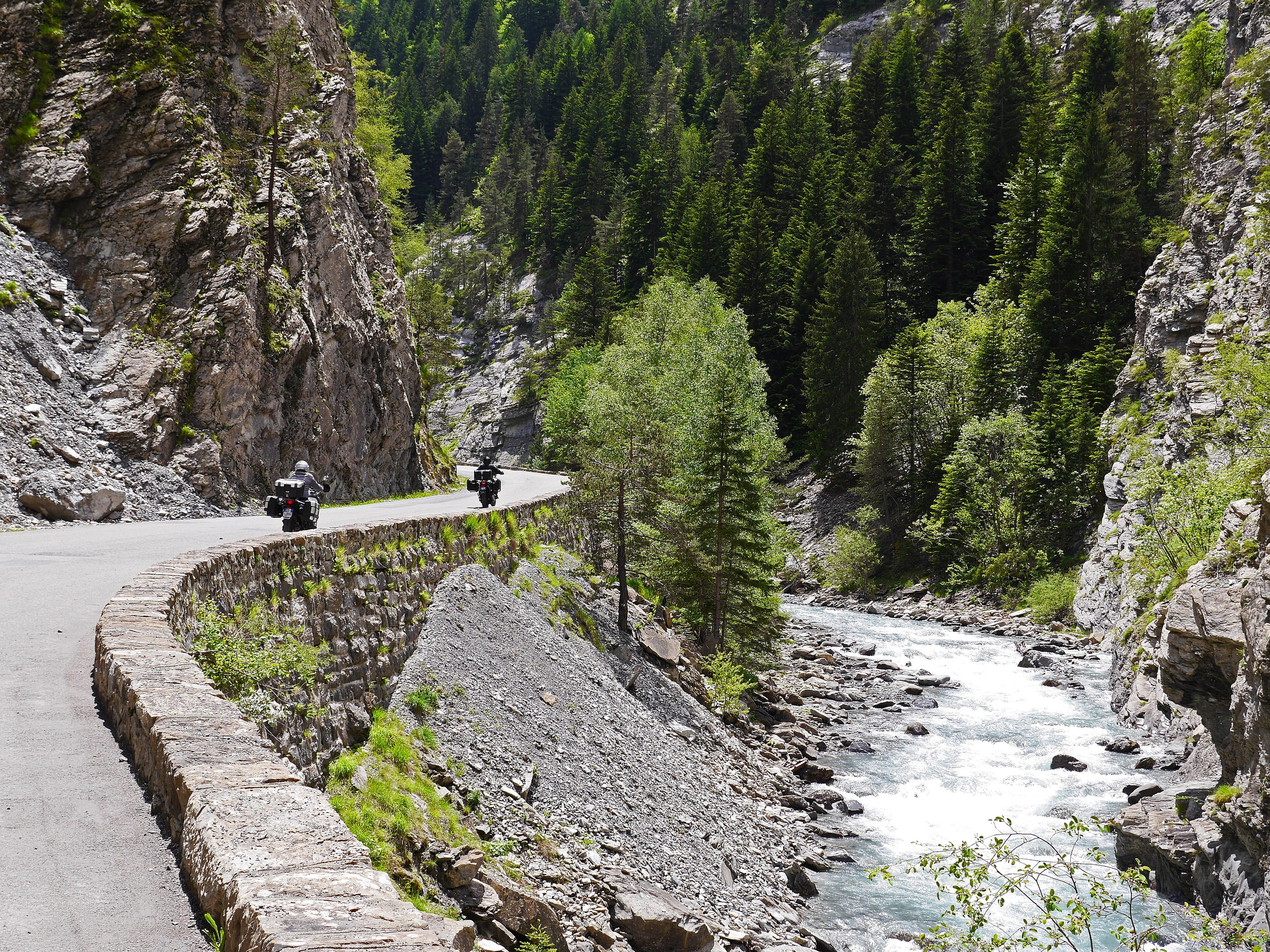 alpes maritimes, conifers, back light, gorges you bachelard, rapids, leisure activity, day, south of france, col de la cayolle, white water, 2K, outdoors, HD Wallpaper