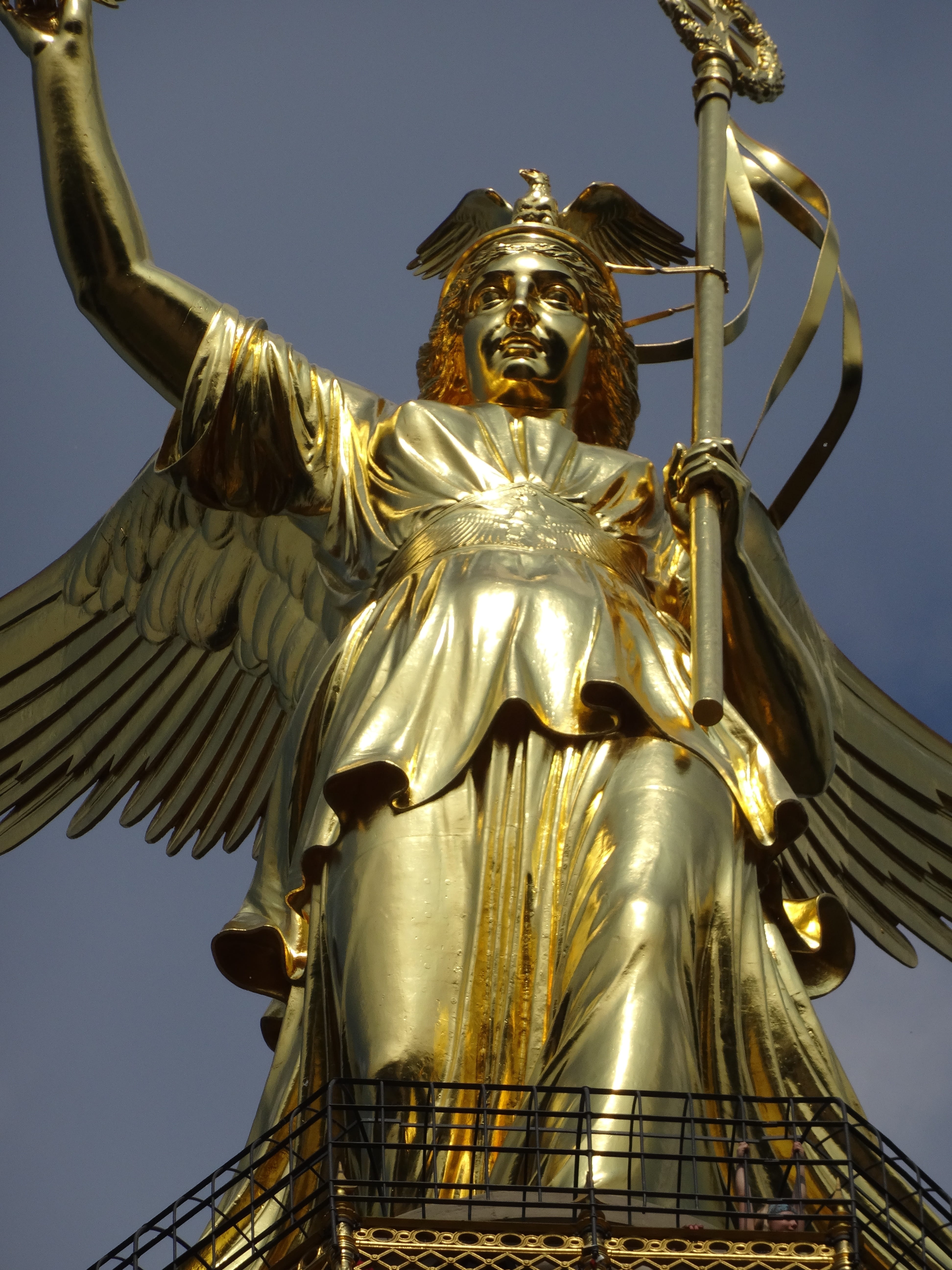 spirituality, sculpture, capital, statue, nature, religion, berlin, belief, representation, creativity, gold else, art, sky, places of interest, gold colored, Phone HD Wallpaper