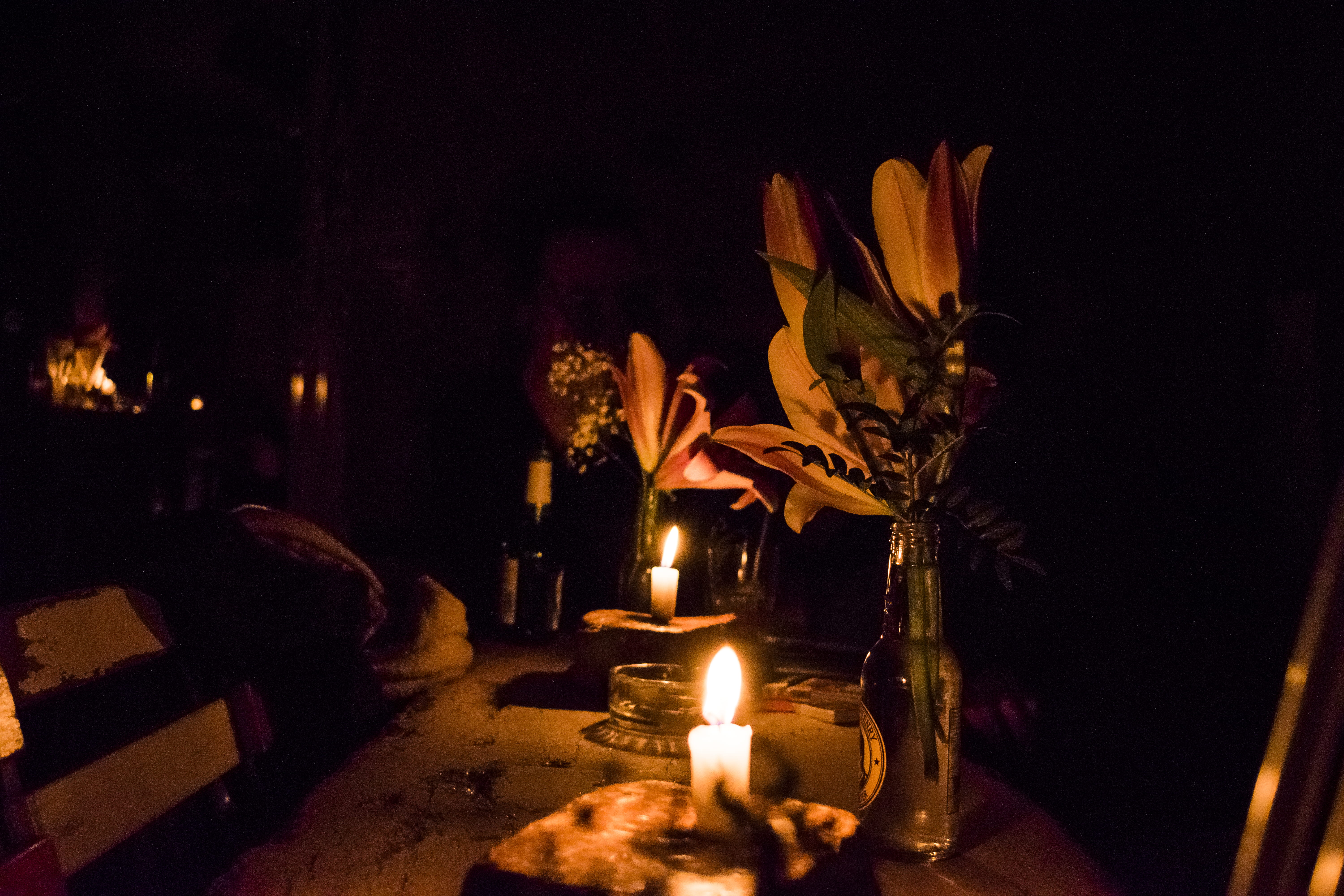 night, nature, illuminated, indoors, germany, flowers, flowering plant, candle, berlin, candle-light, burning, religion, altar, place of worship, fire, HD Wallpaper