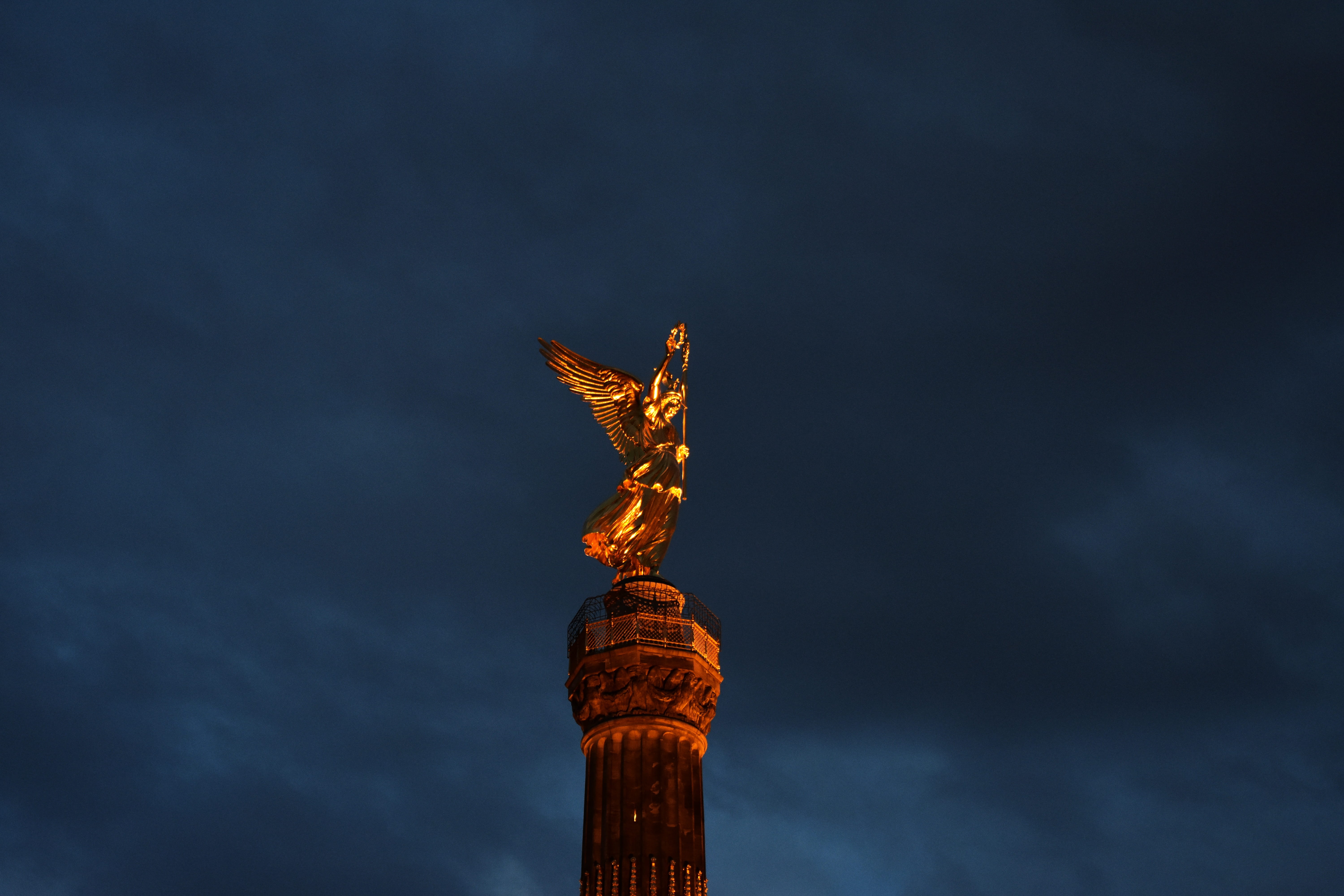 europe, architectural column, built structure, berlin, female, representation, siegessäule, victory column, nature, tourism, angel, outdoors, the past, HD Wallpaper