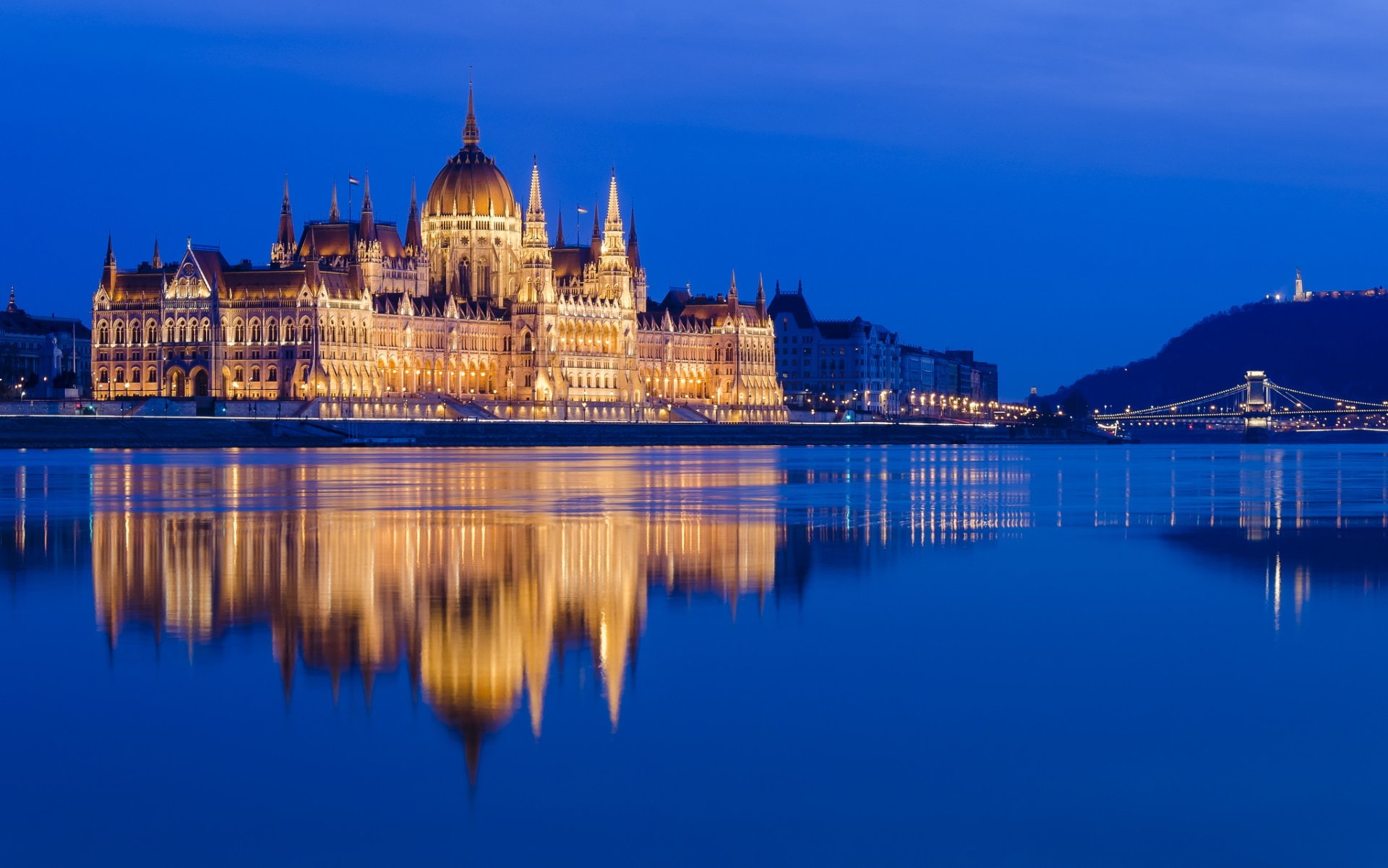 Hungarian Parliament Building, Monuments, Reflection, Danube, Hungary, Architecture, Night, Budapest, Monument, River, 1080P, HD Wallpaper