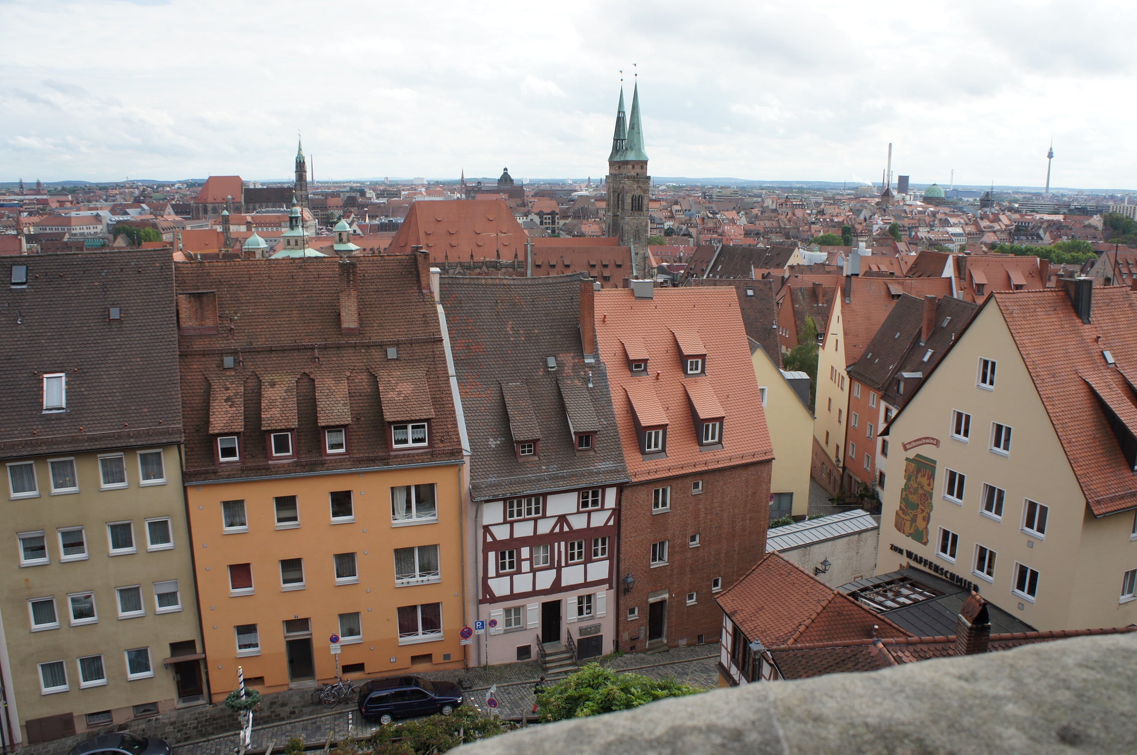 row house, building, germany, nuremberg, sky, high angle view, location, cloud - sky, outdoors, architecture, no people, old town, homes, roof, building exterior, HD Wallpaper