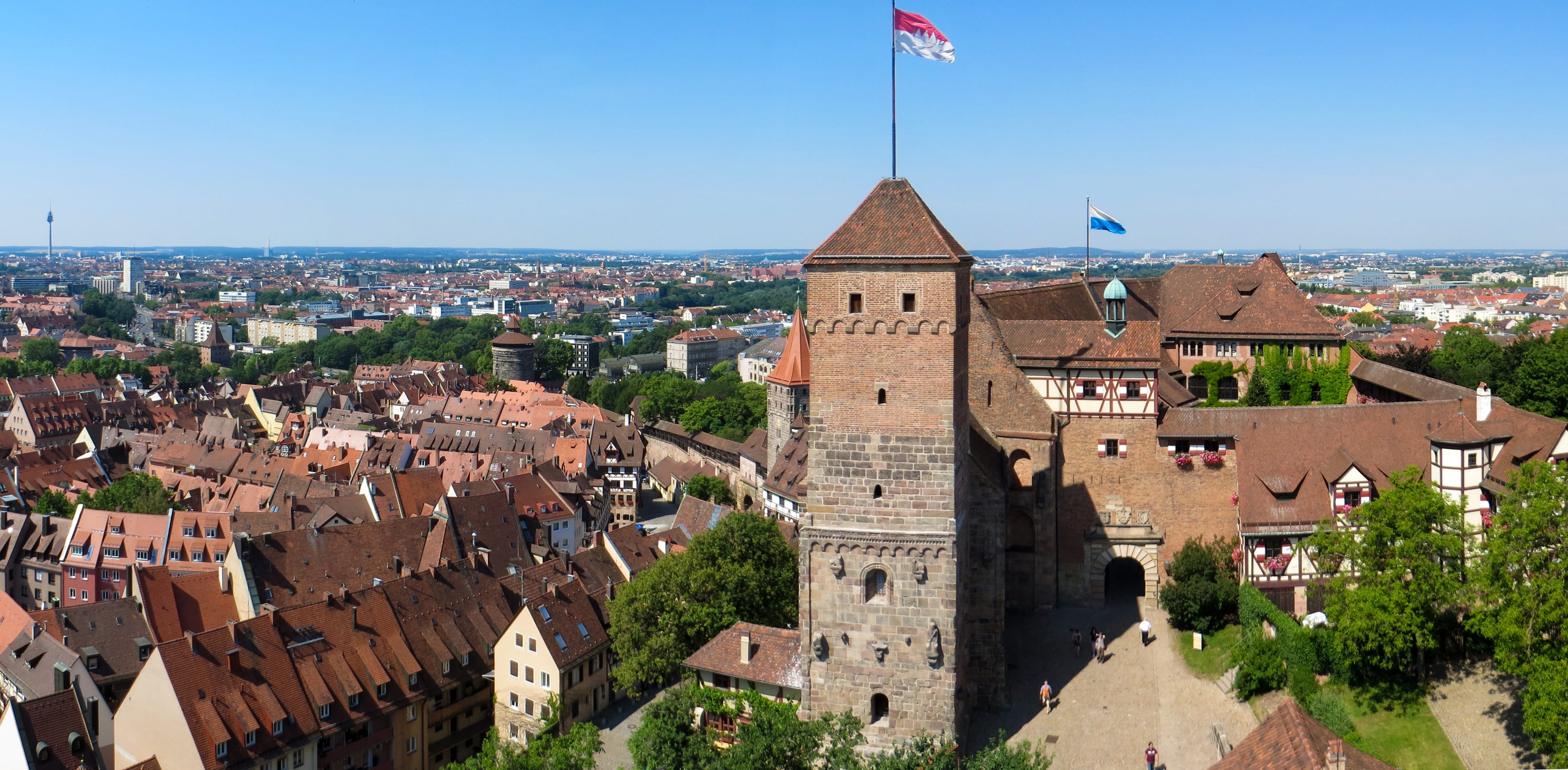 sky, residential district, Castle, built structure, aerial, knights castle, historically, nature, the past, panorama, village, brown, city, 4K, outdoors, HD Wallpaper
