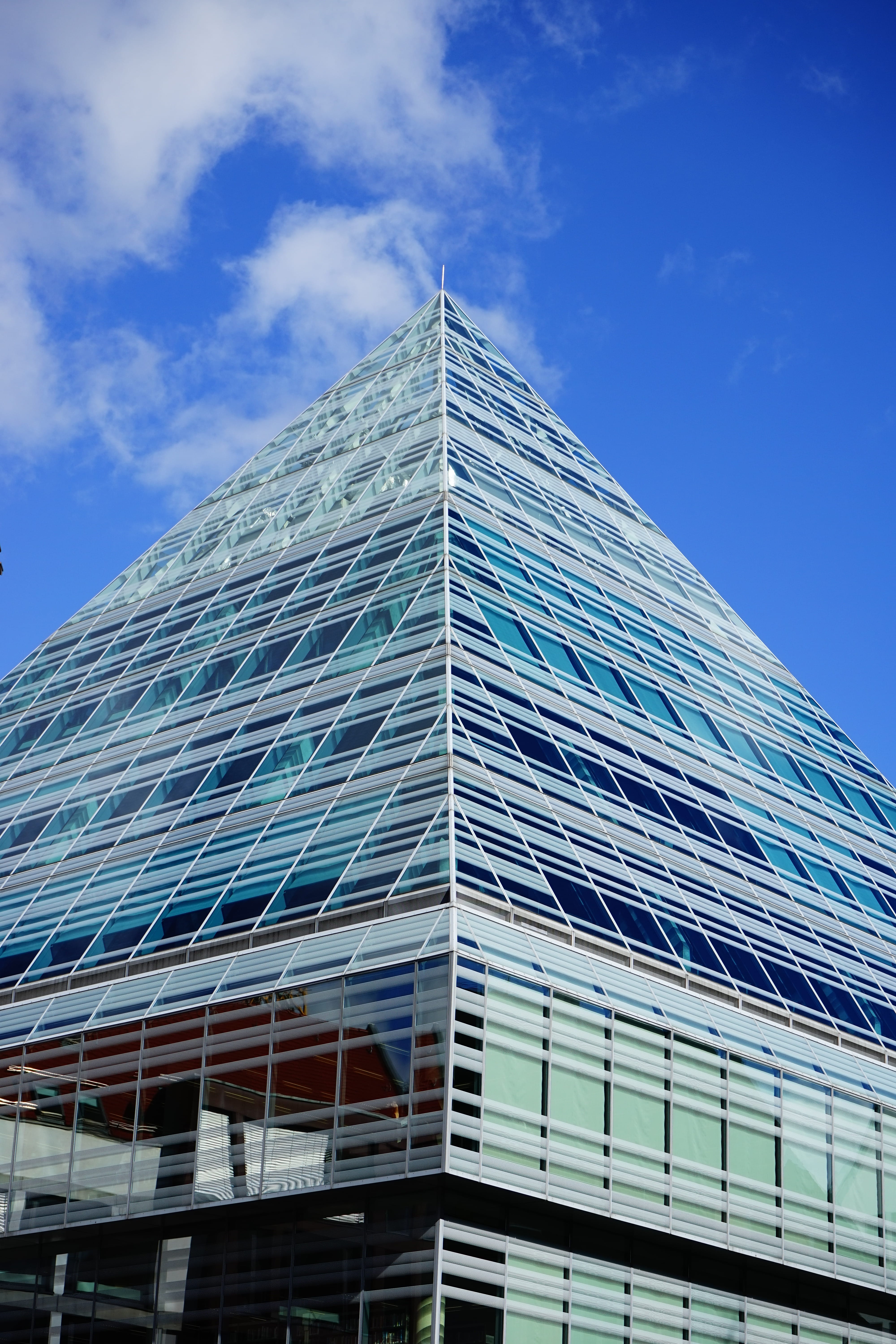 building Exterior, city library, sky, finance, 5K, downtown District, glass - Material, construction Industry, architecture, modern, built Structure, blue, Phone HD Wallpaper