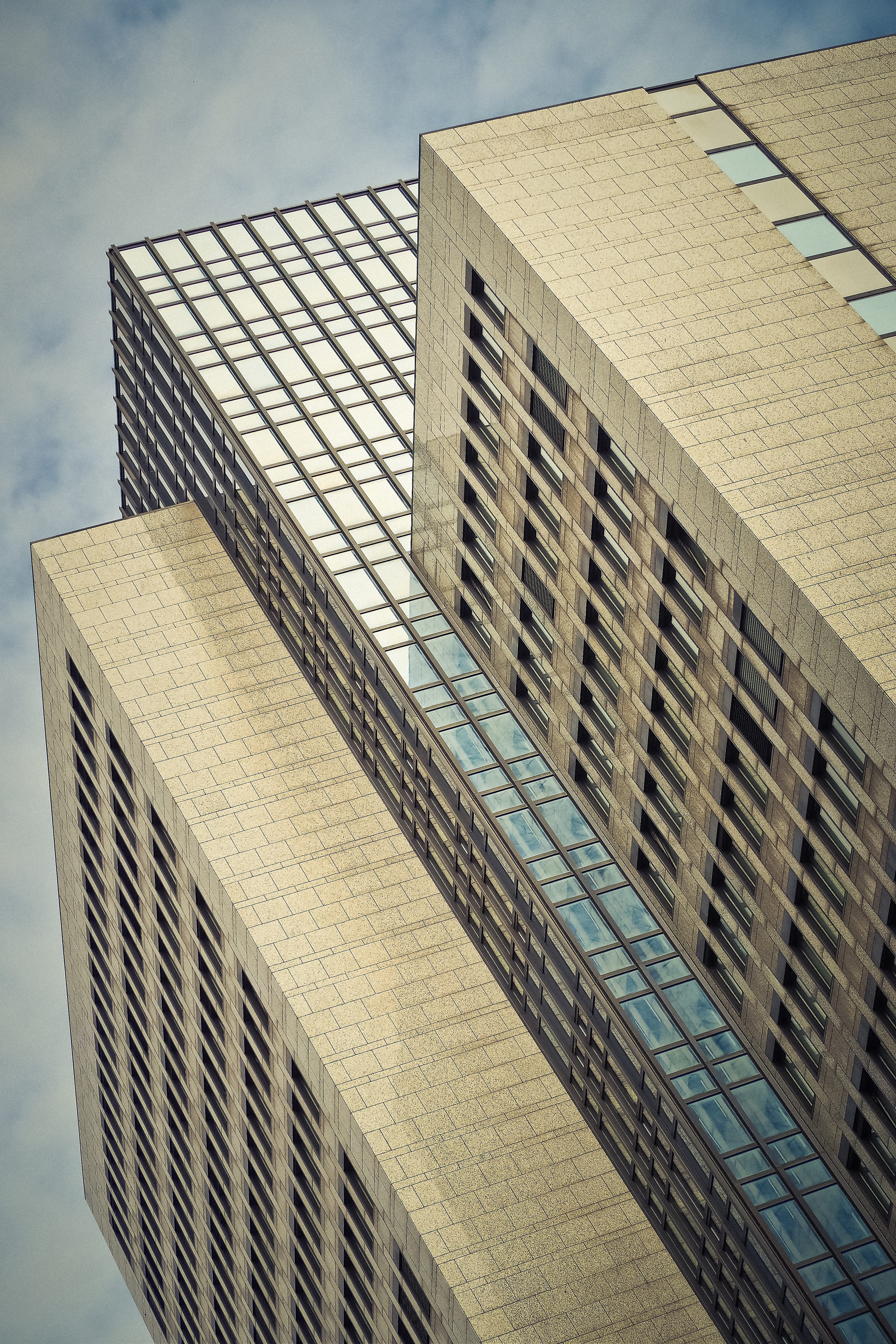 modern architecture, reflection, skyline, city, modern building, building, cloud - sky, blue sky, facade, window, Glass, office building exterior, blue, Phone HD Wallpaper