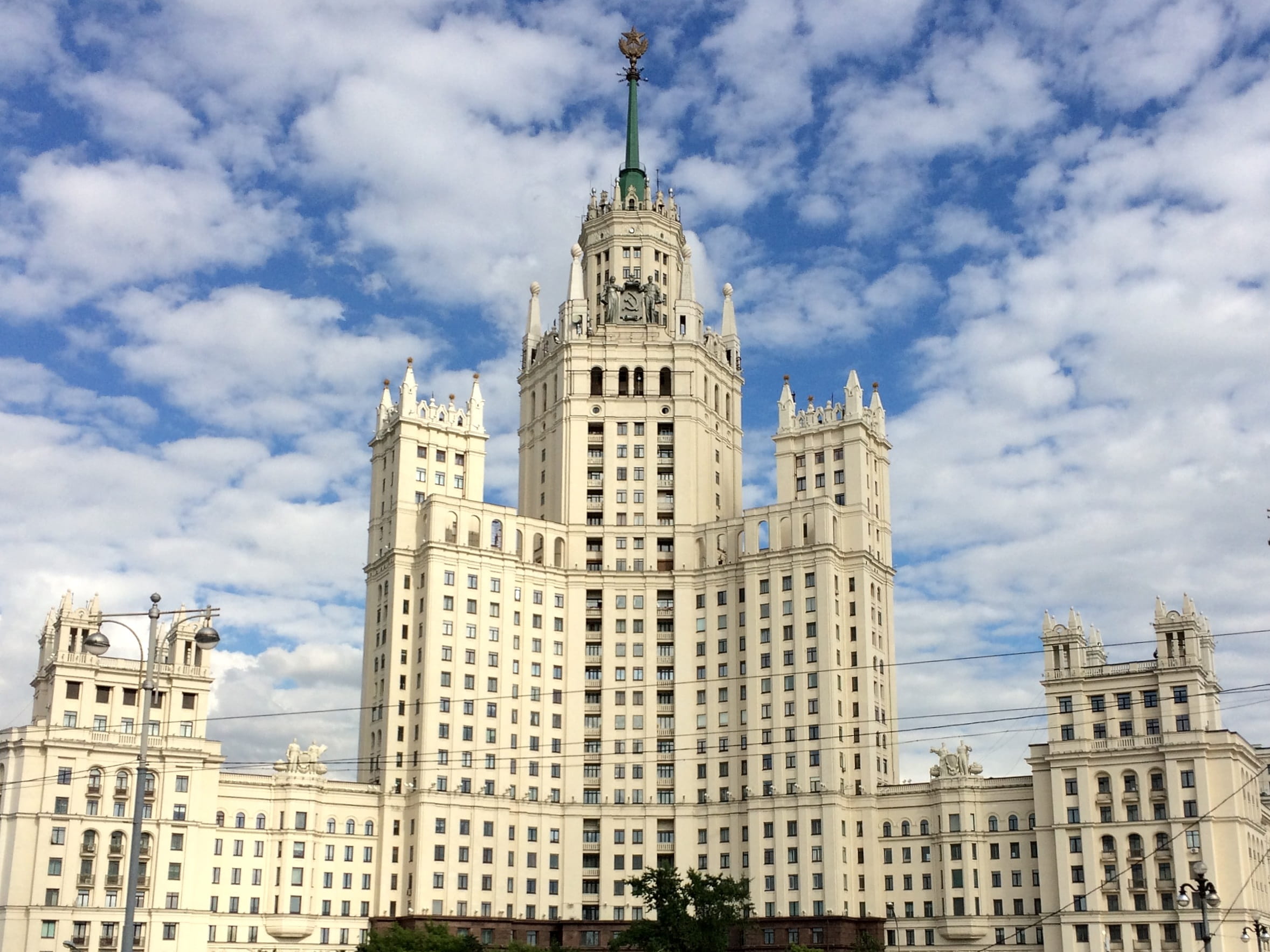 sky, tall - high, 1080P, built structure, cloud - sky, Seven Sisters, building exterior, history, tourism, multistory building, gothic style, architecture, HD Wallpaper