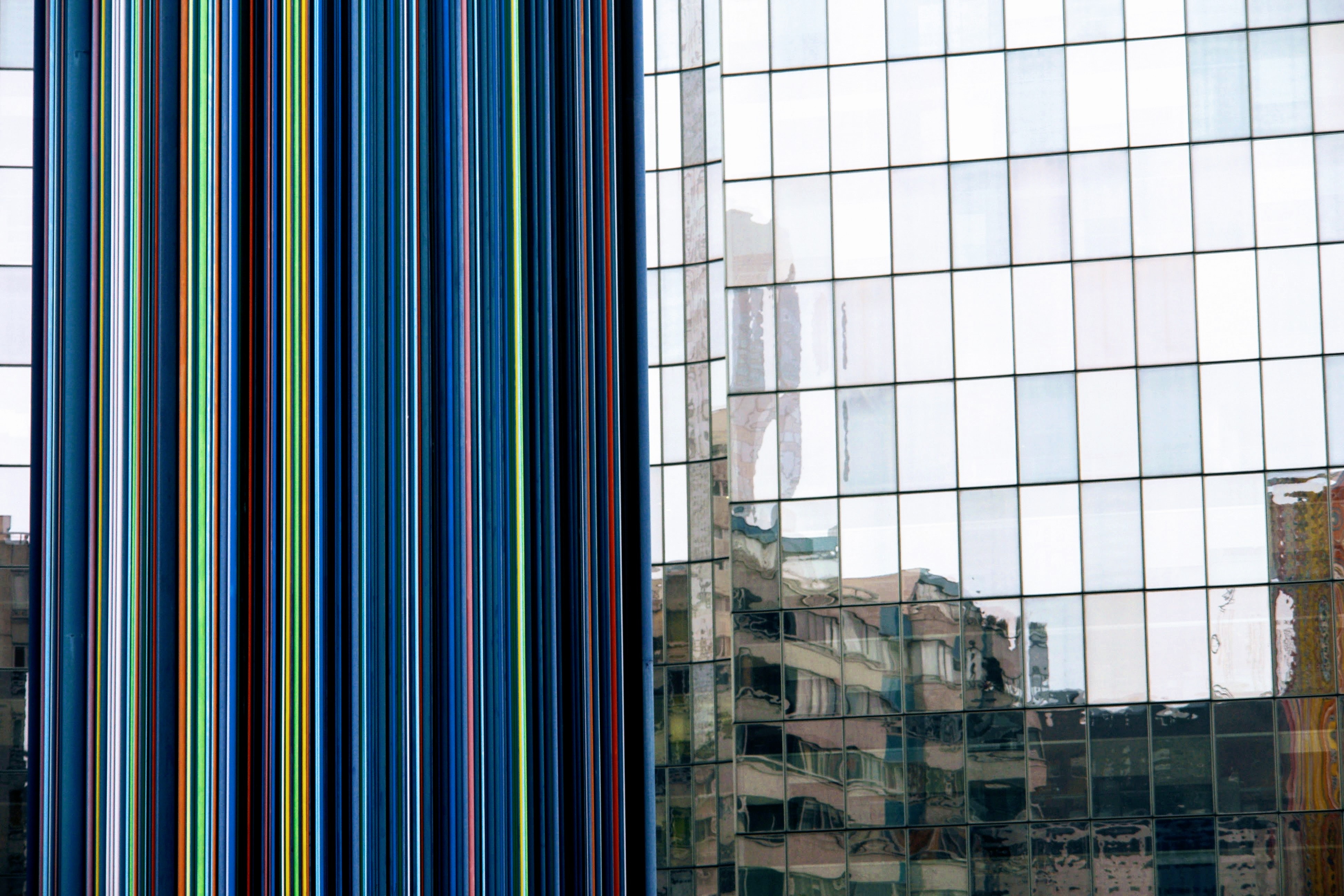 sky, architecture, building, no people, curtain, window, paris, office building exterior, pattern, glass - material, transparent, city, nature, building exterior, HD Wallpaper