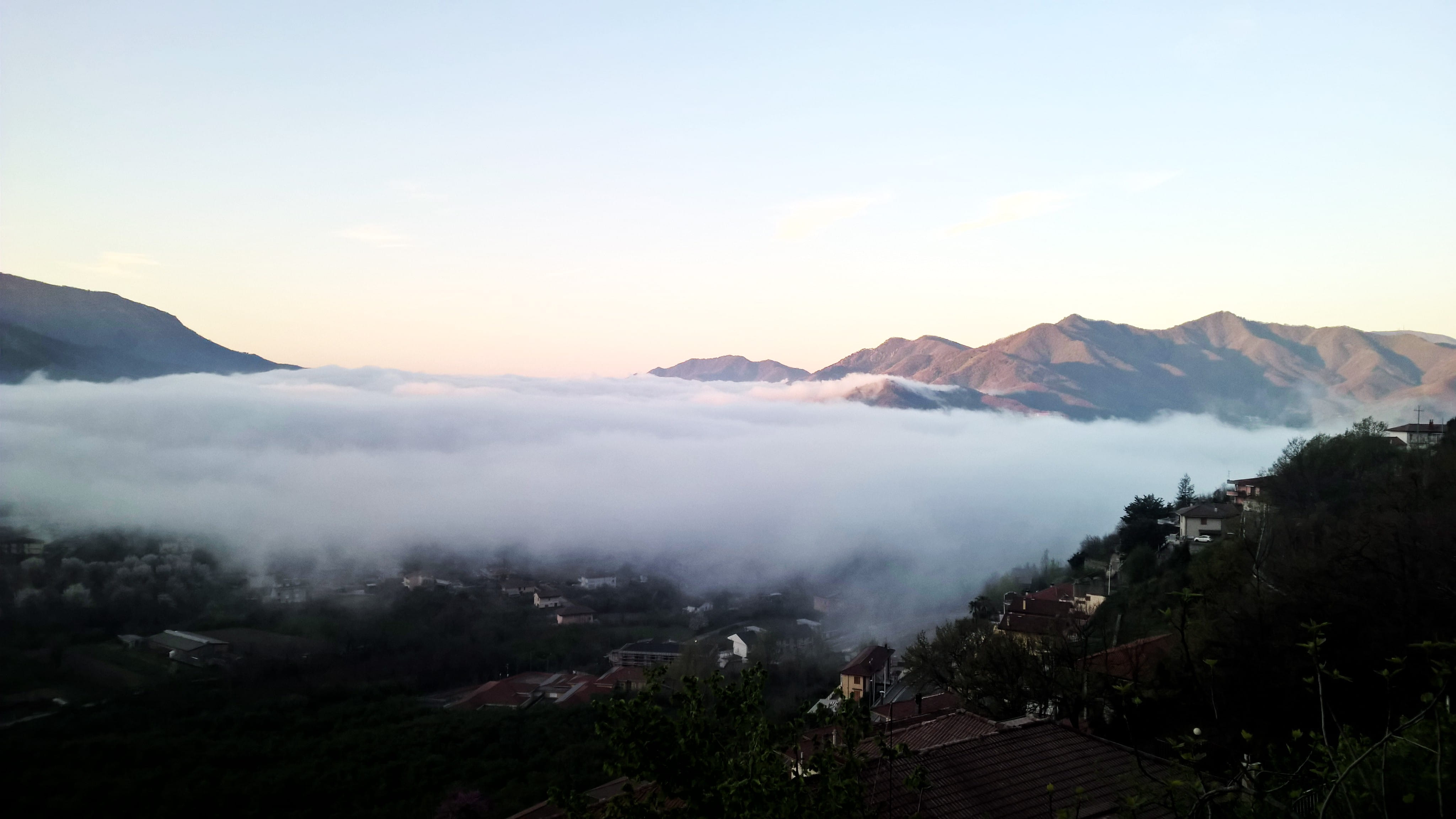 fog, nature, cloud, aereal view, volcanic crater, idyllic, cloud - sky, mountain, sky, panorama, environment, mountain range, landscape, no people, beauty in nature, HD Wallpaper