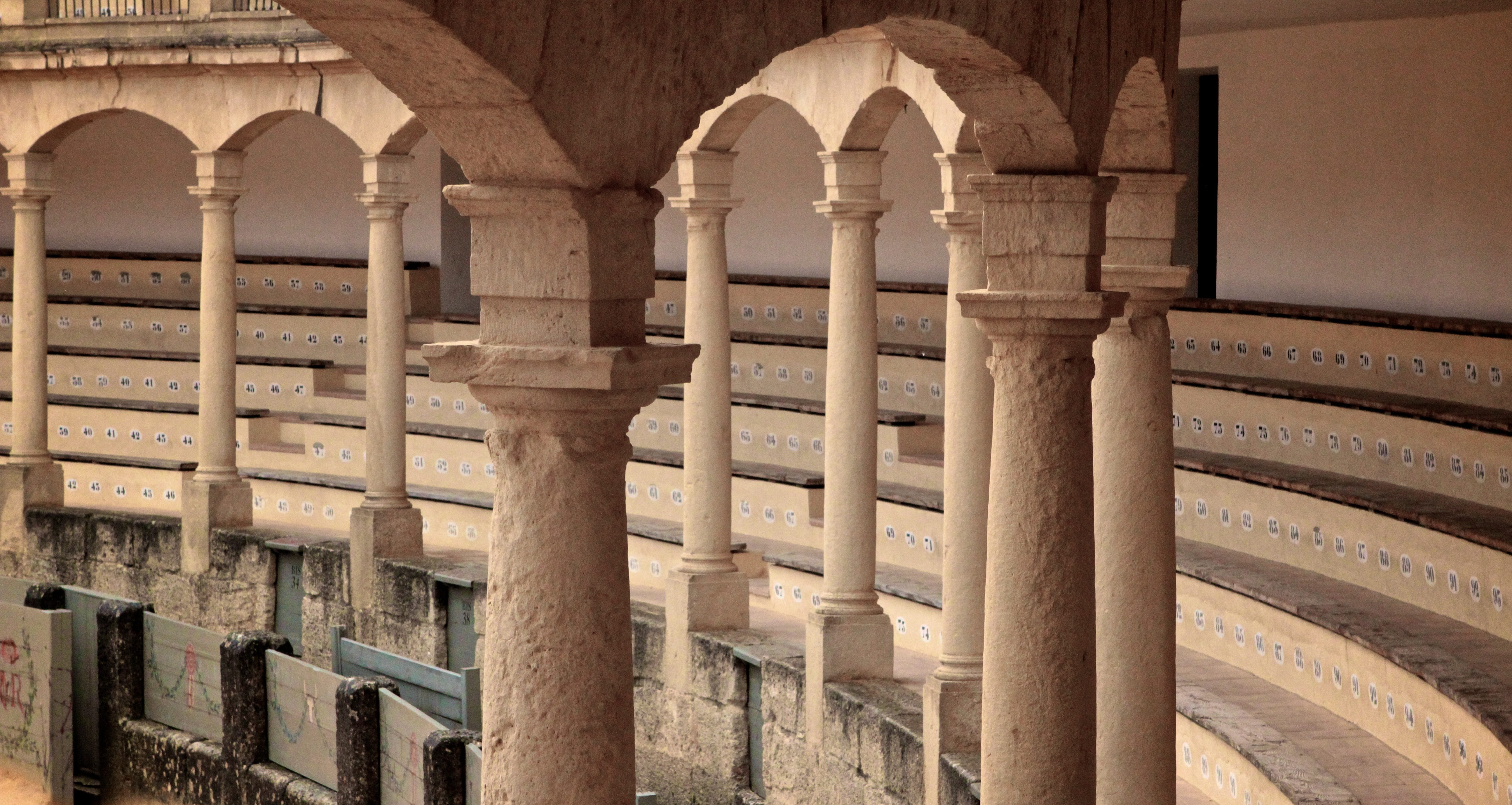 bullring, day, old, history, travel, 5K, ronda, built structure, belief, arch, building, travel destinations, architecture, colonnade, place of worship, HD Wallpaper