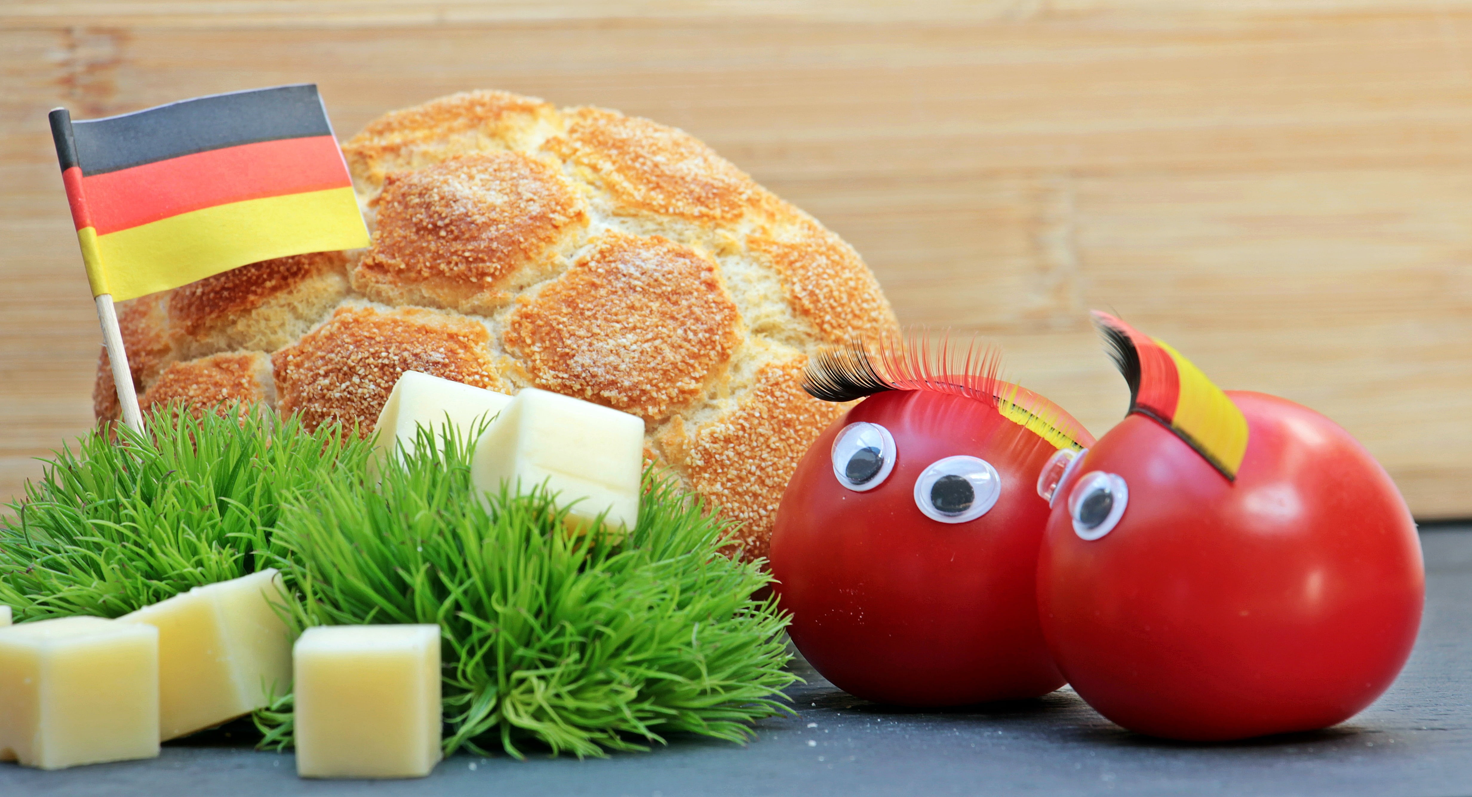 european championship, flag, wellbeing, football bun, easter, football, em 2016 france, close-up, food, still life, background, no people, rush, 4K, food and drink, HD Wallpaper