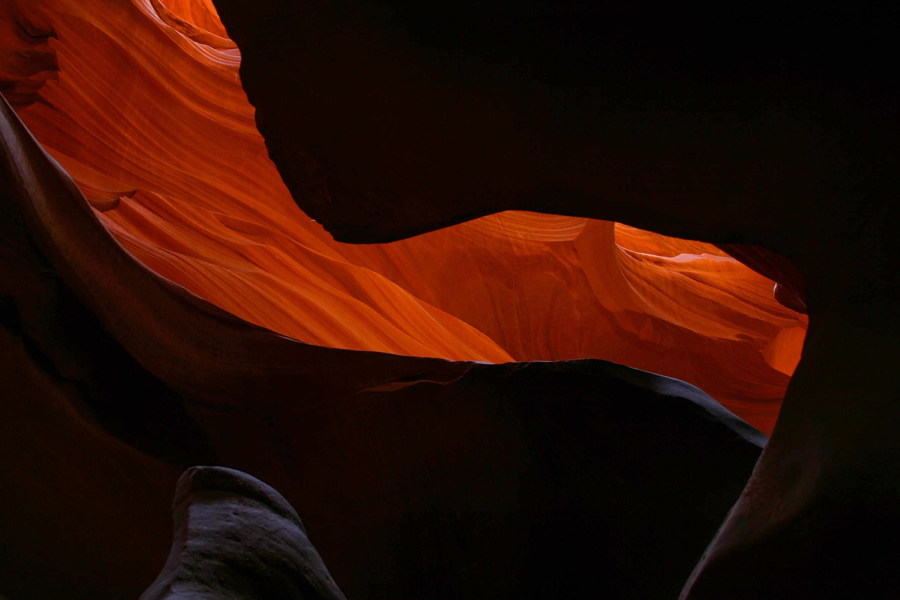 dark, physical geography, shape, rock - object, color, solid, colourful, antelope canyon, travel destinations, travel, red, eroded, sandstone, rocky, rock formation, HD Wallpaper