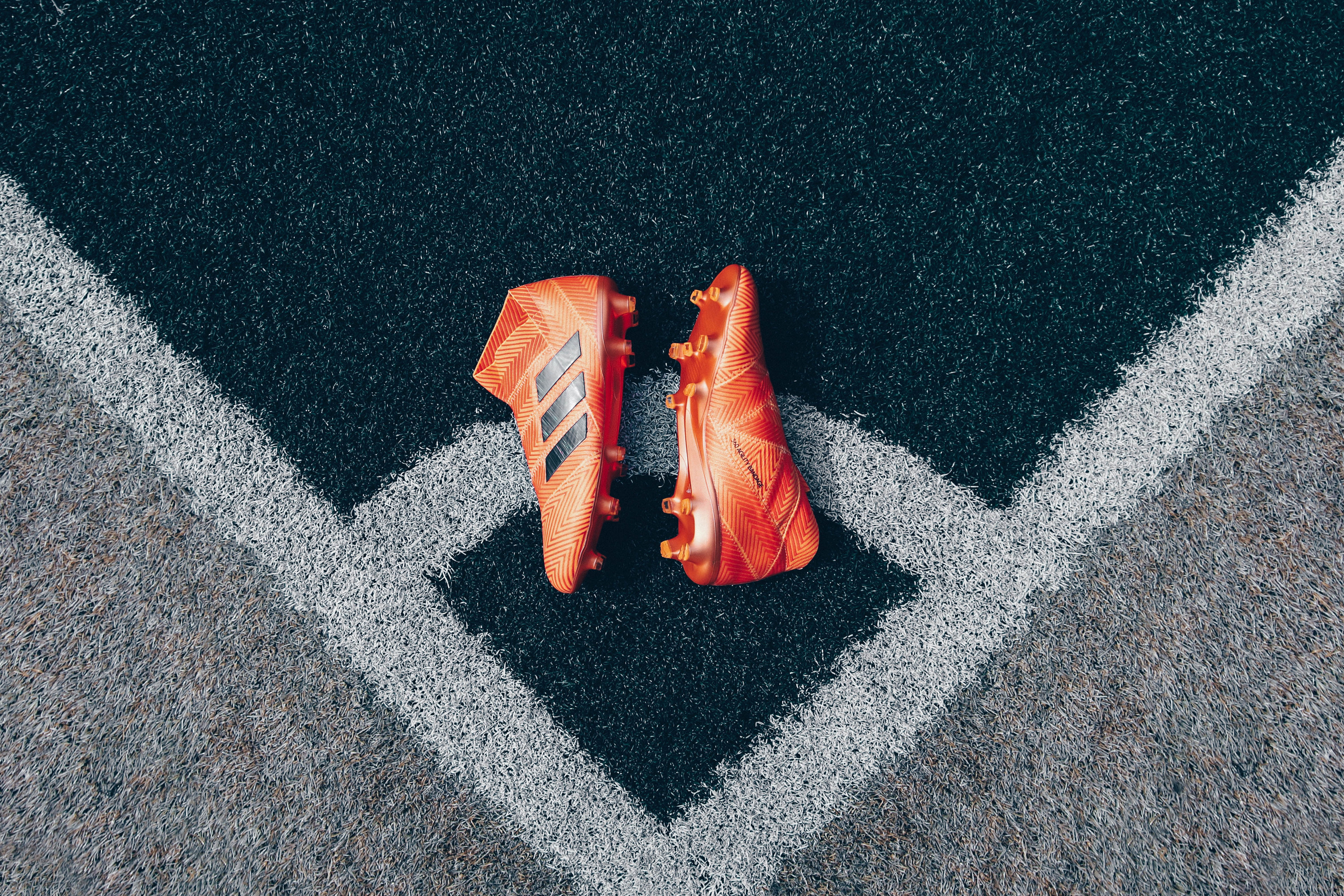 asphalt, no people, nature, outdoors, road, shoe, orange color, football boots, close-up, shoes, lawn, day, textured, personal accessory, high angle view, HD Wallpaper