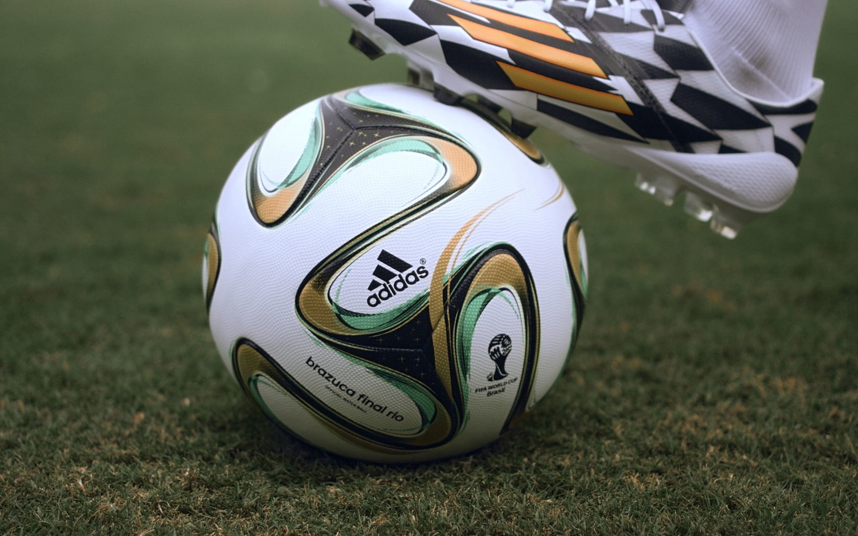focus on foreground, outdoors, competitive Sport, championship, football, sports equipment, green color, brown, plant, football - Ball, white, playing Field, HD Wallpaper