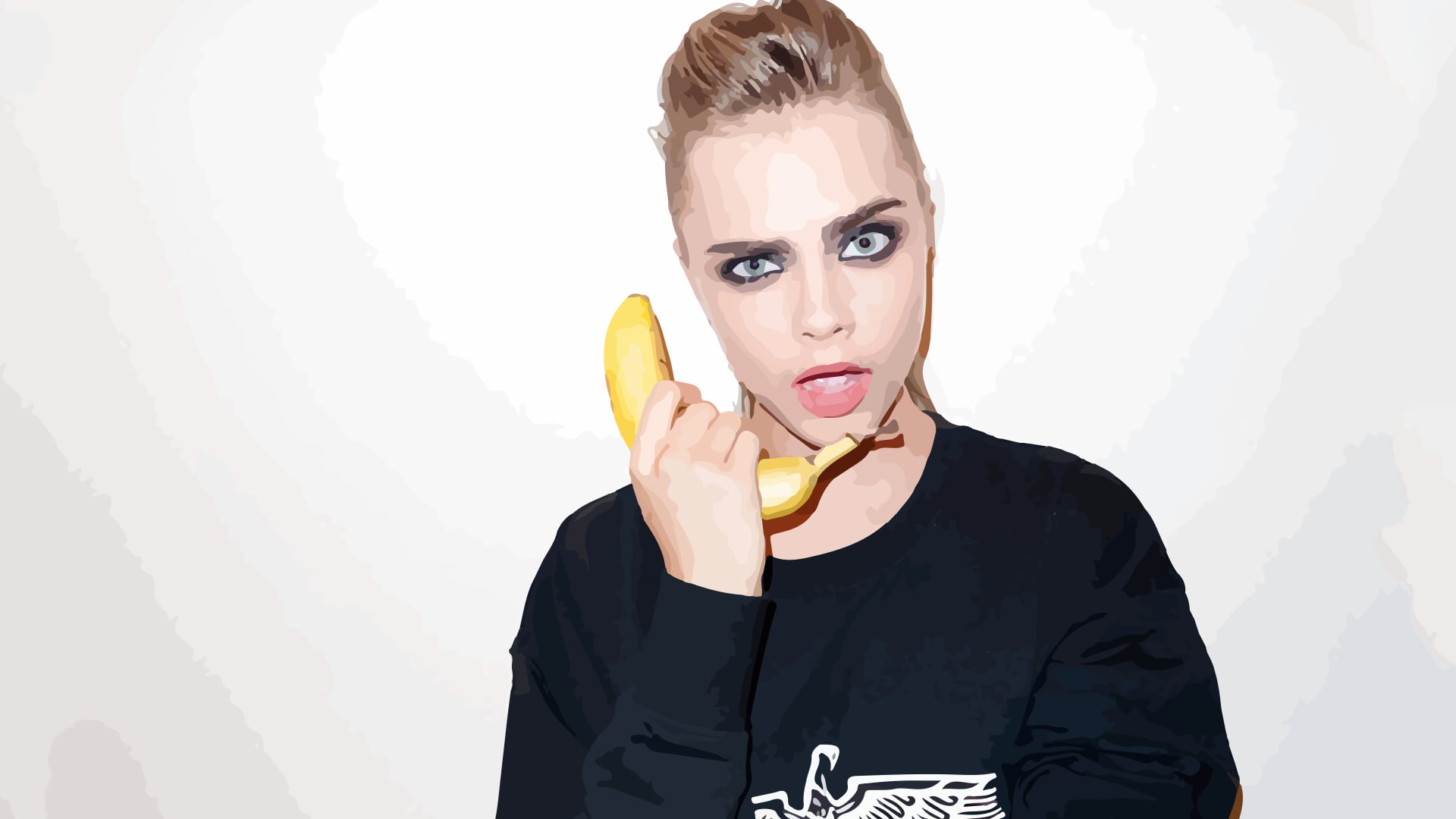 looking at camera, women, portrait, beautiful woman, young adult, bananas, vector art, blond hair, adult, headshot, front view, young women, hair, beauty, HD Wallpaper