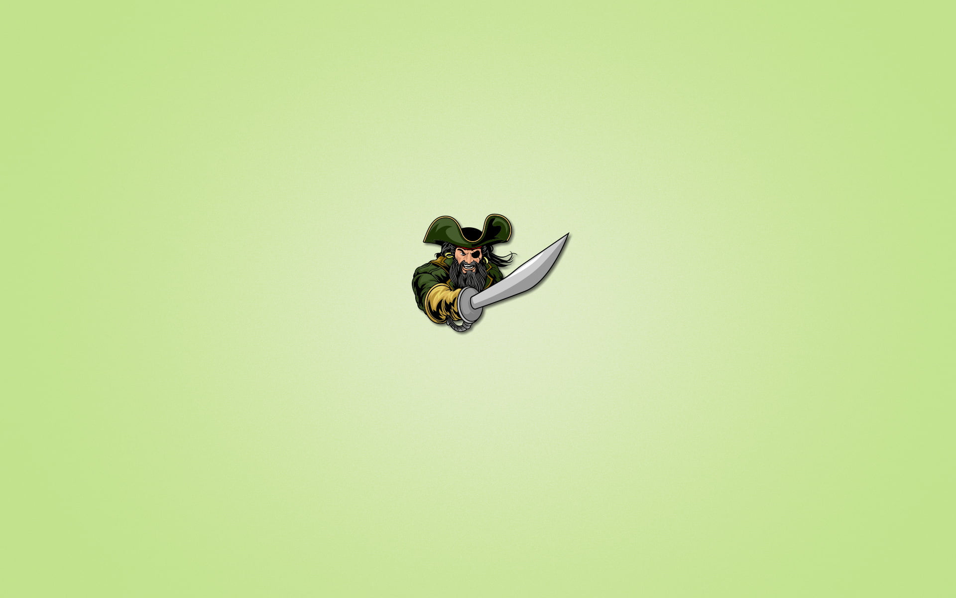 one-eyed, minimalism, pirate, beard, 1080P, sword, light green background, HD Wallpaper