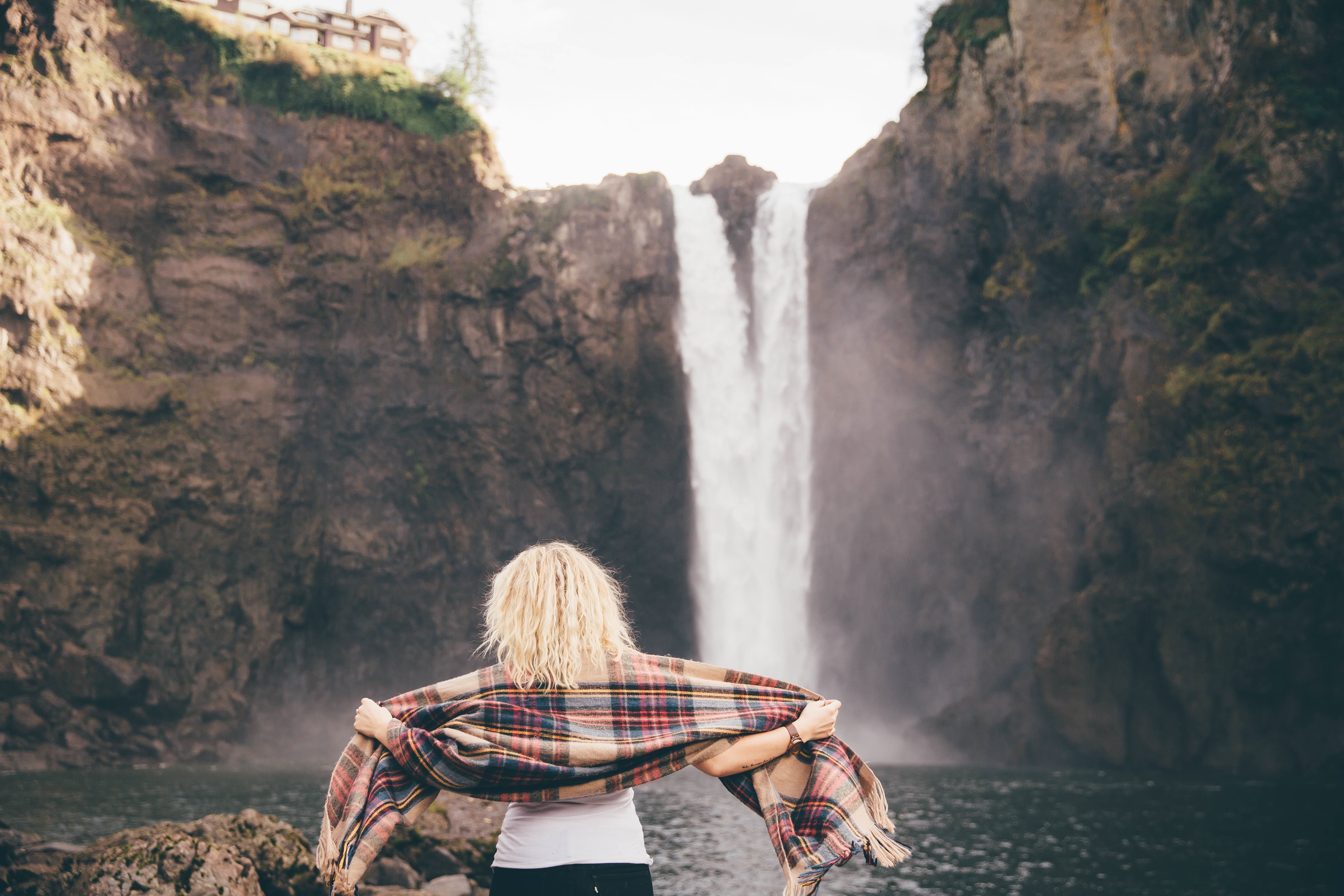 outdoors, rock, scenics - nature, woman, rock - object, tranquility, hairstyle, streams, creeks, natural, cliffs, hills, travel destinations, peaceful, HD Wallpaper