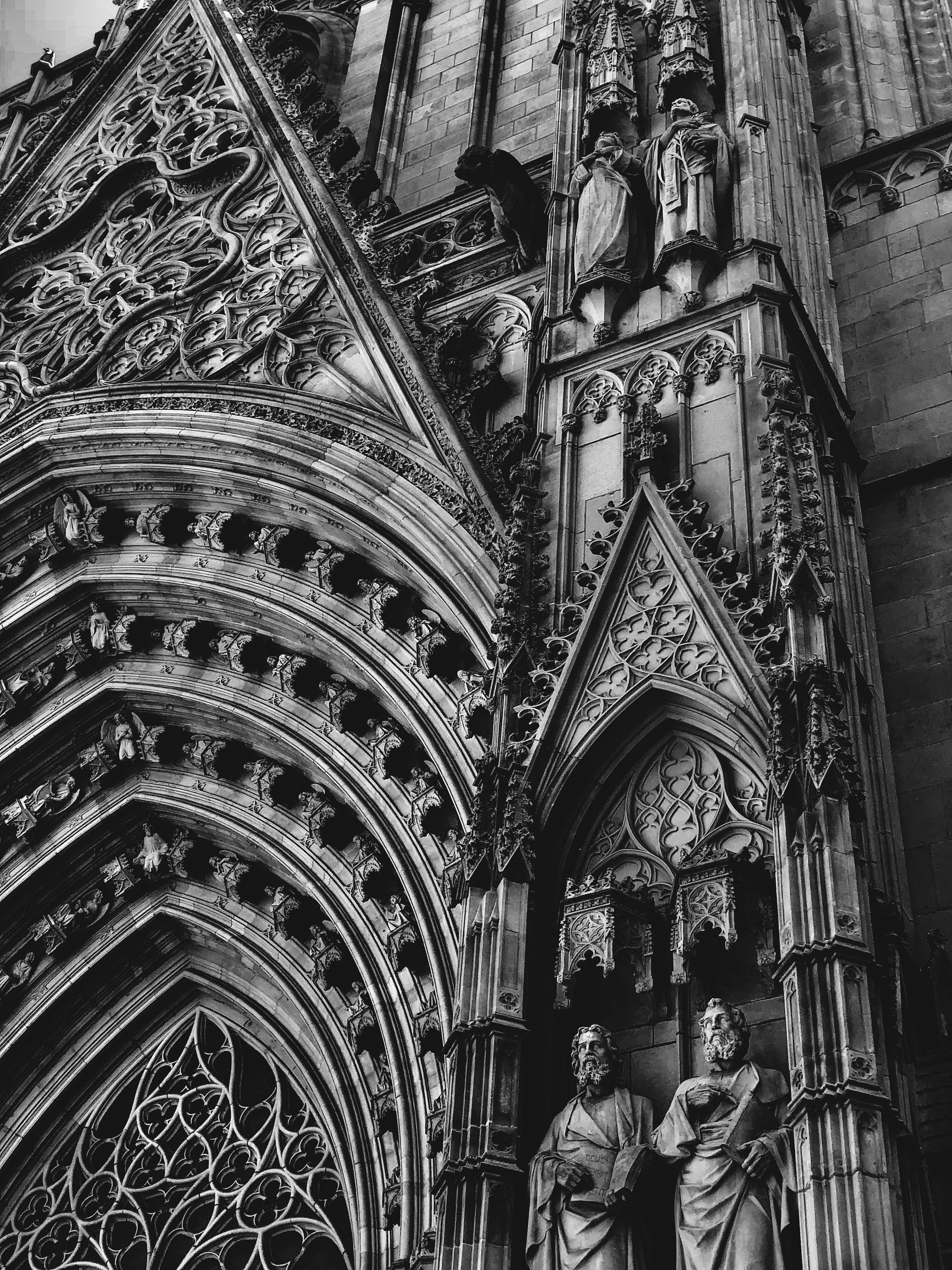 daytime, creativity, architecture, arch, cathedral, vault ceiling, person, built structure, architectural column, the past, spirituality, altar, gray, low angle view, Phone HD Wallpaper
