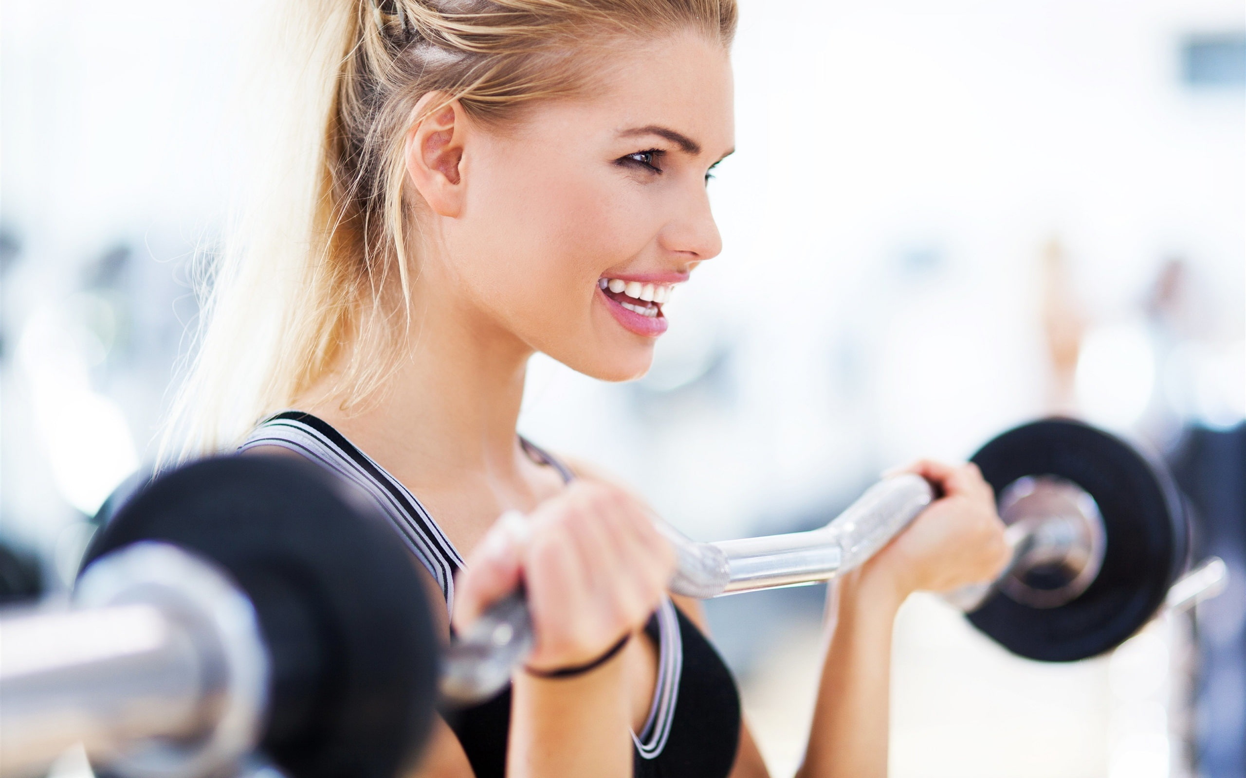 Girl, Blonde, Smile, 2K, Exercises, Fitness, HD Wallpaper