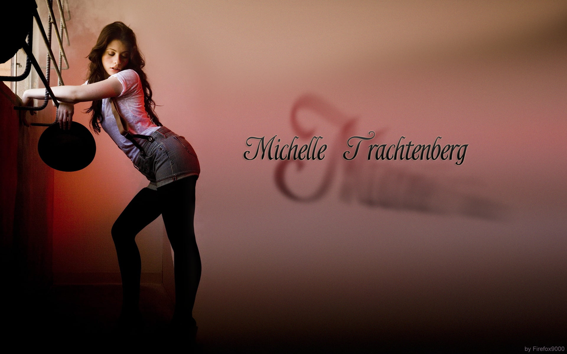 hairstyle, adult, Michelle Trachtenberg, women, text, standing, wall - building feature, 1080P, western script, arts culture and entertainment, full length, HD Wallpaper