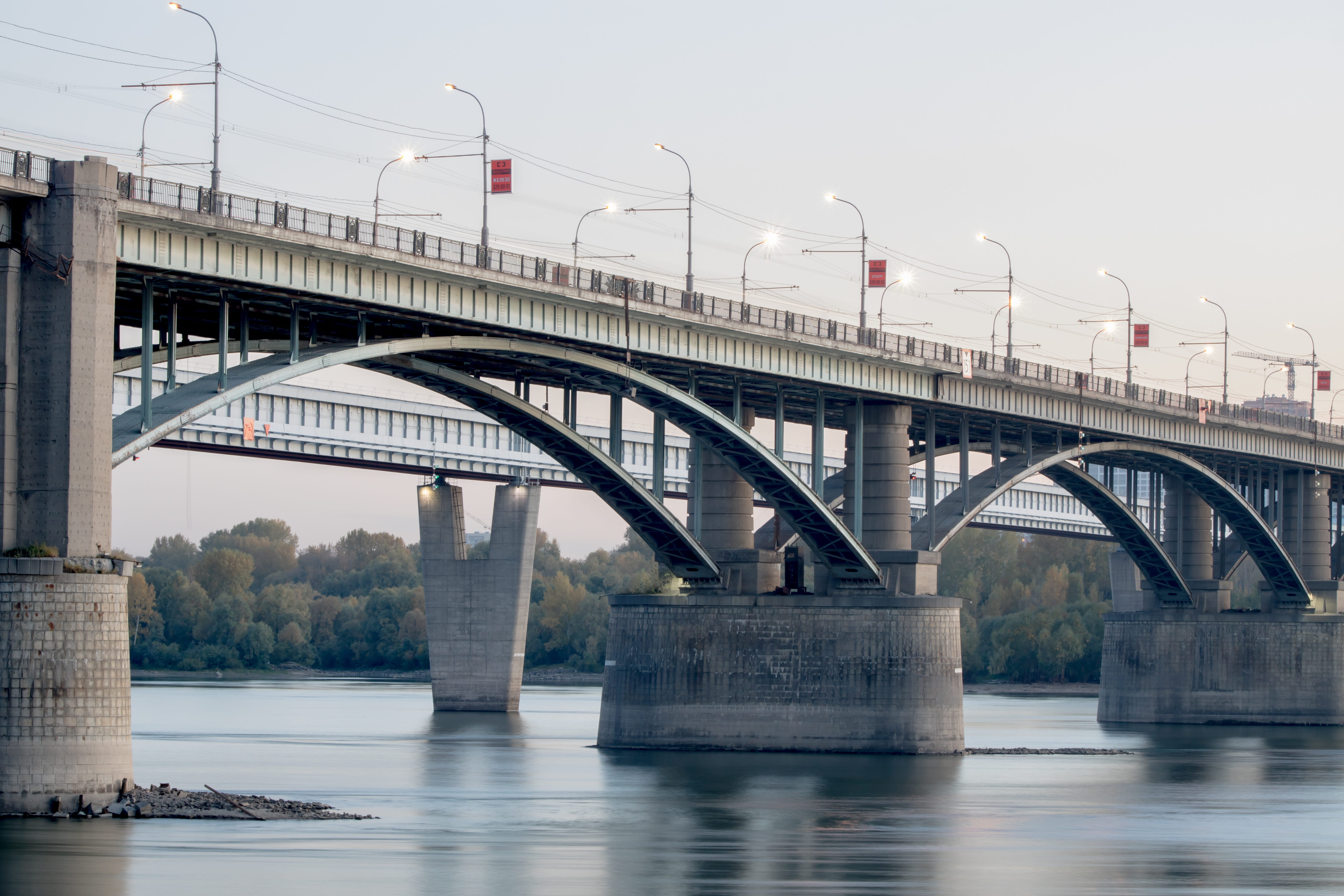 arch, nature, architectural column, city, day, twilight, water, waterfront, no people, built structure, connection, architecture, arch bridge, bridge, clear sky, HD Wallpaper