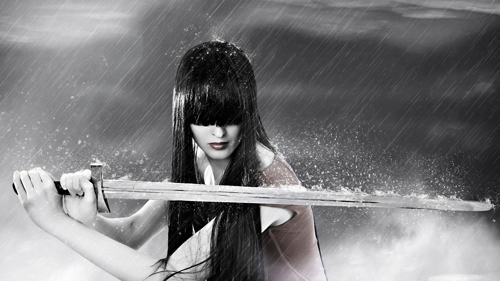 sword, portrait, women, architecture, young adult, holding, young women, hair, fashion, digital art, beauty, one person, adult, warrior, fantasy art, fantasy girl, HD Wallpaper