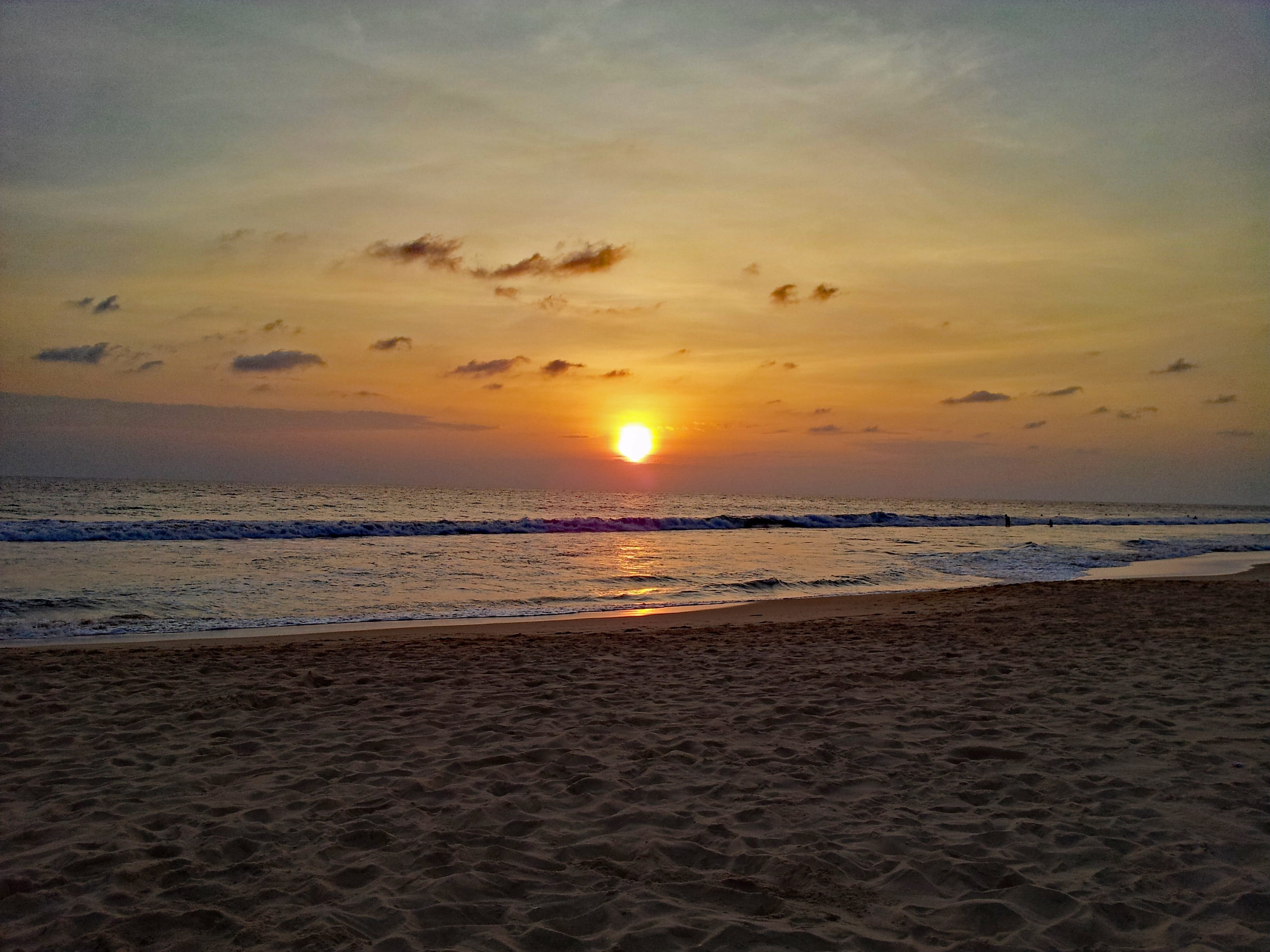 non-urban scene, cloud - sky, 2K, evening, sea, sunset, scenics - nature, indian, nature, Sunset, land, water, coast, scenics, tranquility, asia, orange color, HD Wallpaper
