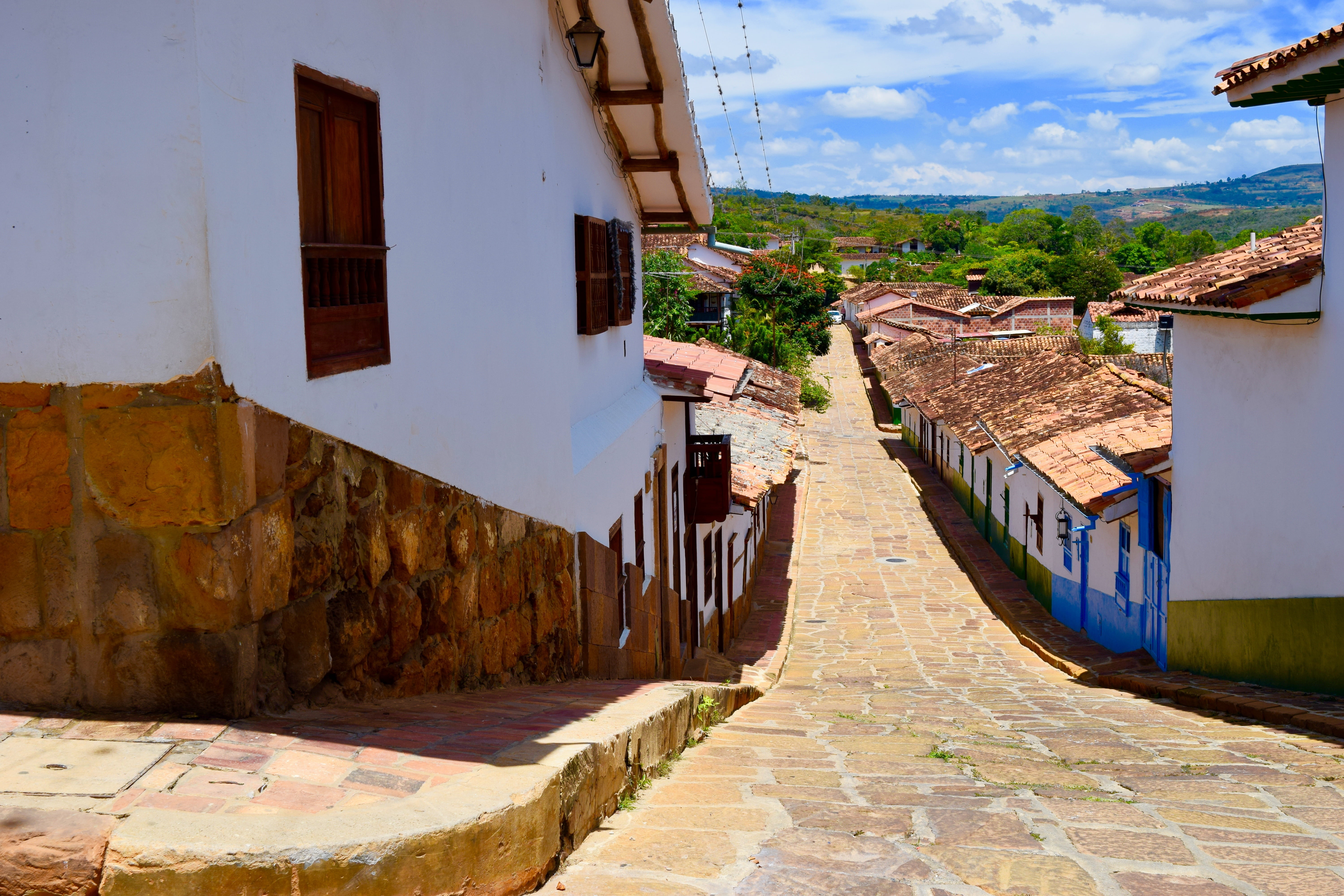 city, house, street, residential district, architecture, alley, landmark, sky, staircase, day, spanish, sunlight, town, building exterior, 5K, railing, HD Wallpaper