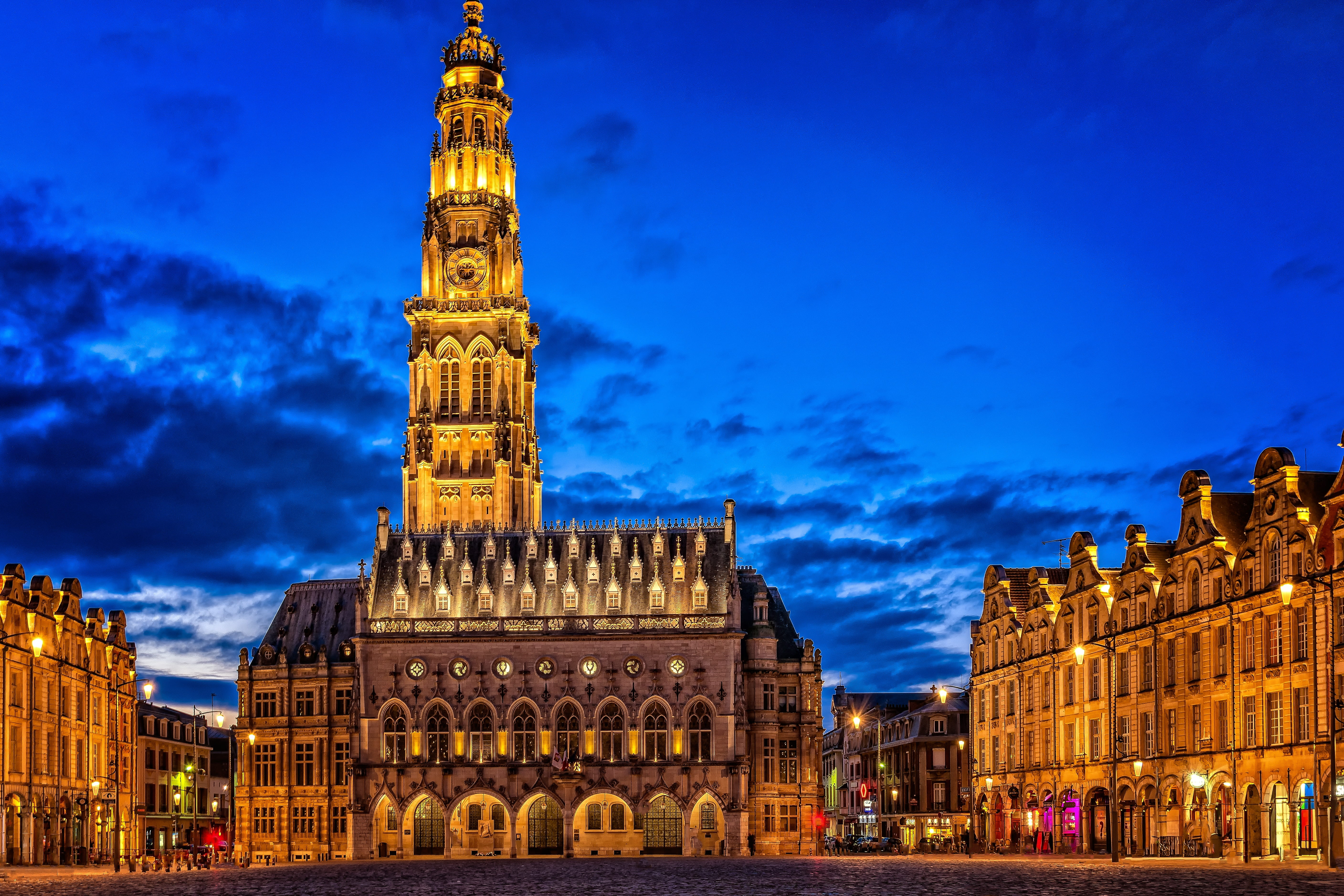 france, old town, blue hour, romantic, dusk, evening, architecture, government, town hall, historically, city, cloud - sky, downtown, illuminated, cathedral, HD Wallpaper