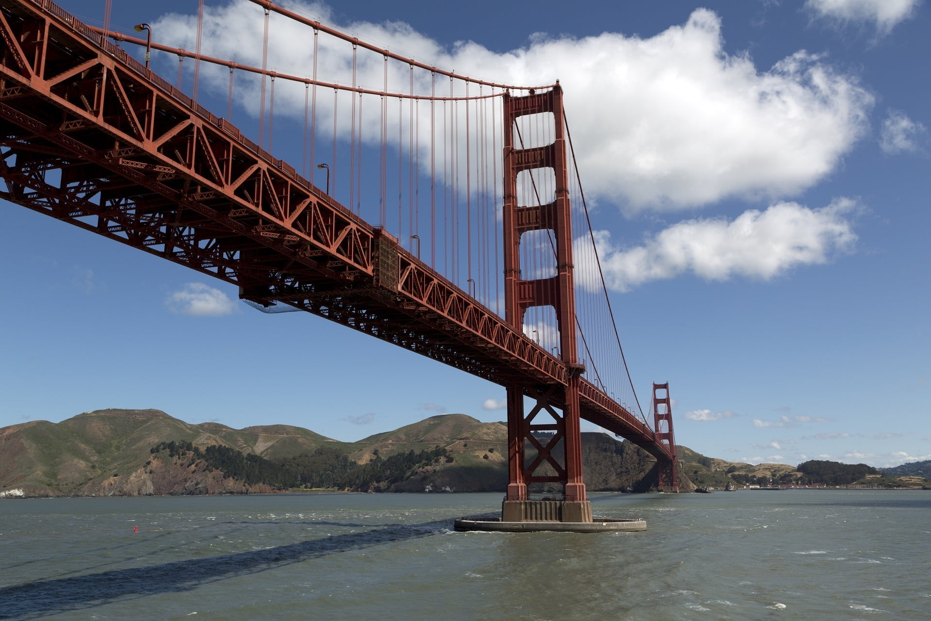 bridge, cable, suspension, bridge - man made structure, city, steel, pacific, sea, connection, travel destinations, francisco, california, tourism, landmark, HD Wallpaper