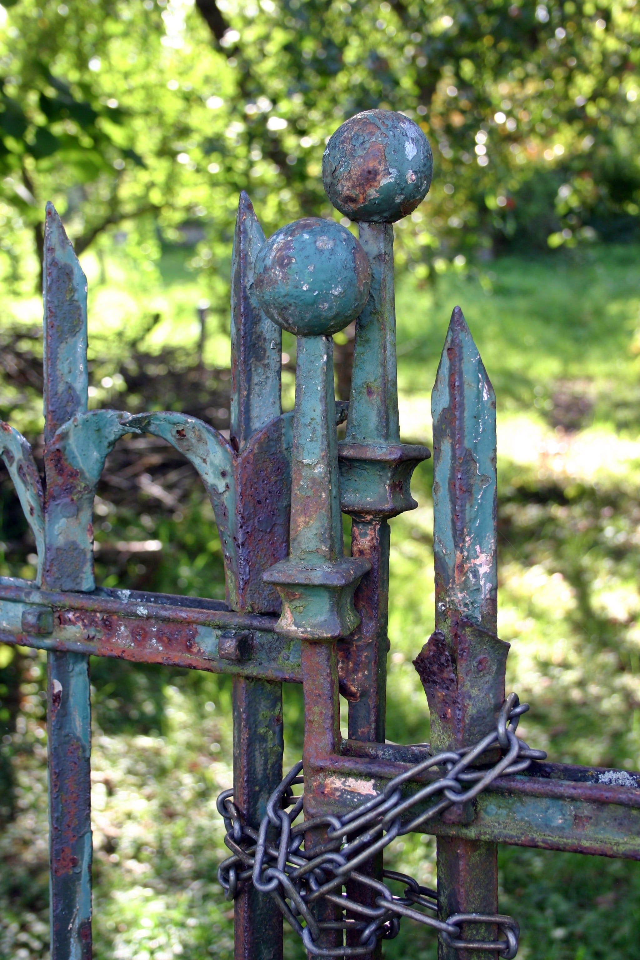 Door, iron - metal, castle, old, wrought iron, safety, 2K, chain, fence, ornament, boundary, weathered, no people, Garden, the past, history, plant, barrier, Phone HD Wallpaper