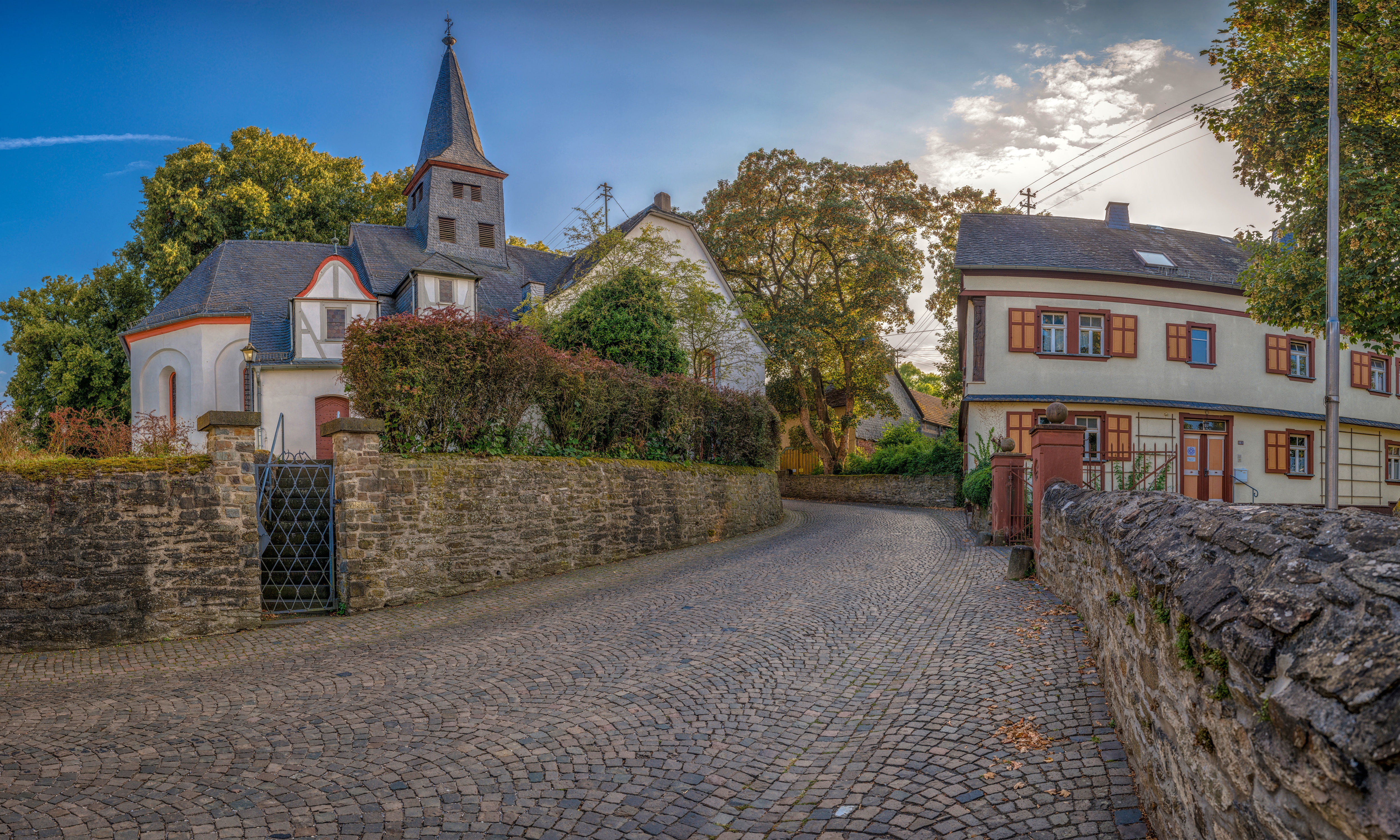 fences, 4K, Germany, street, home, trees, Miehlen, HD Wallpaper