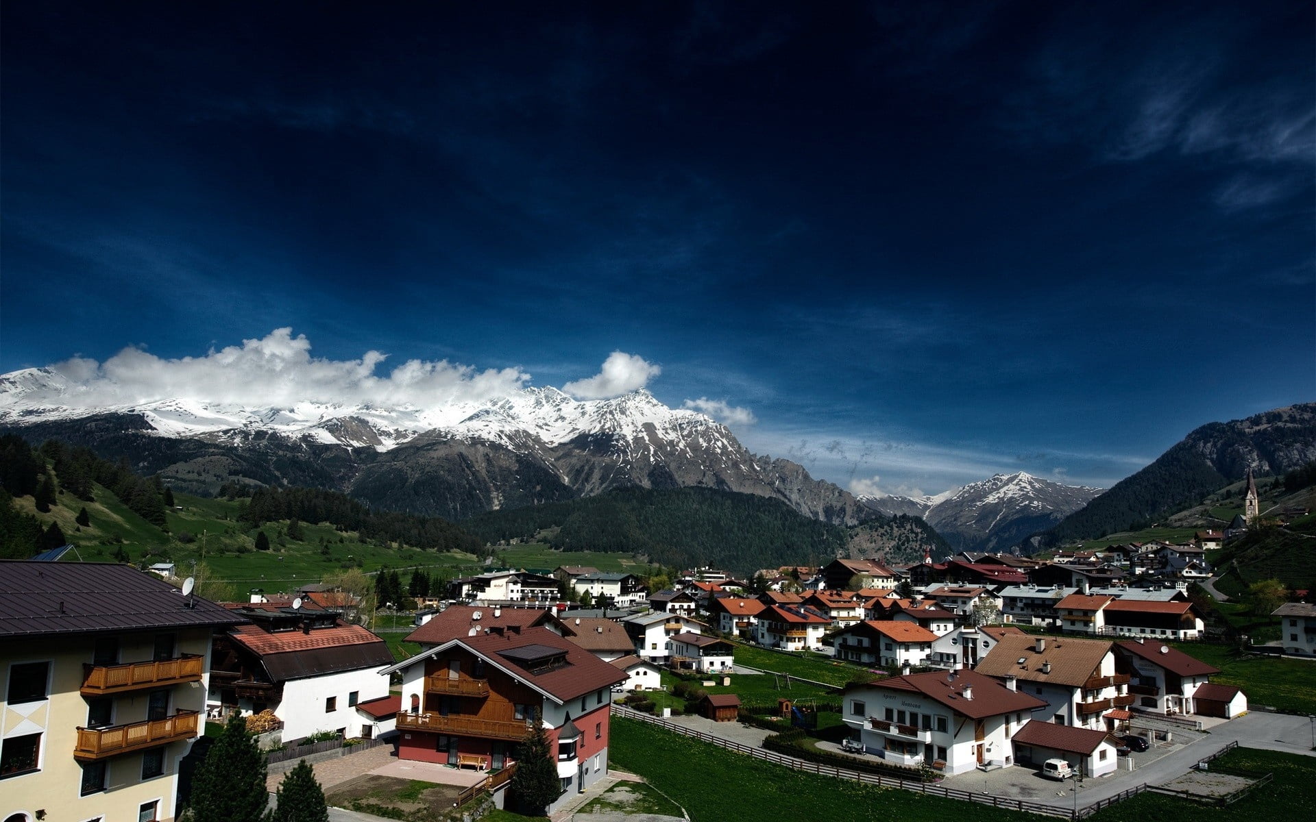 architecture, outdoors, hill, beauty In Nature, environment, house, landscape, europe, sky, built structure, european Alps, timber, building, mountain, HD Wallpaper