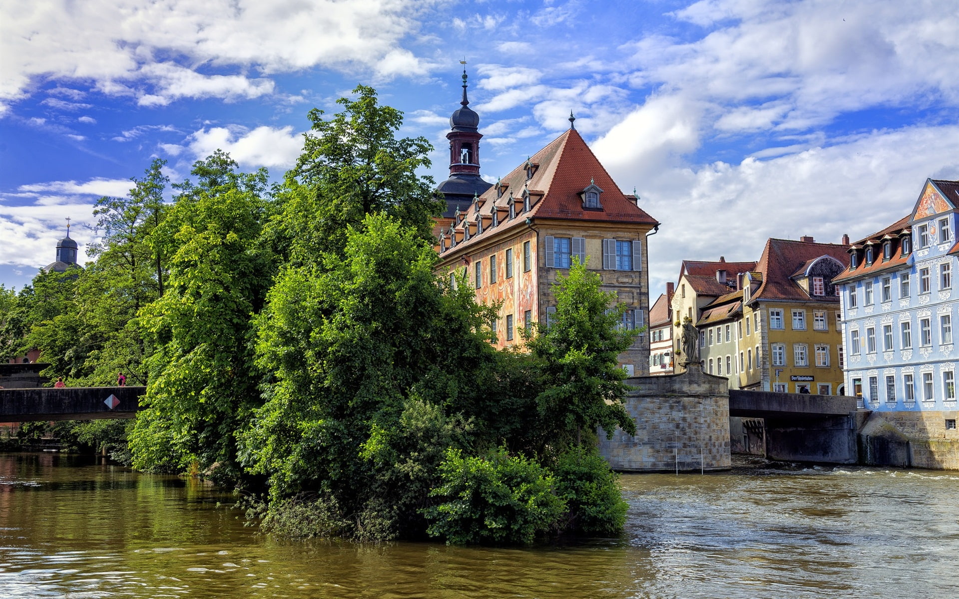 Bamberg, Trees, Germany, River, Houses, 1080P, HD Wallpaper