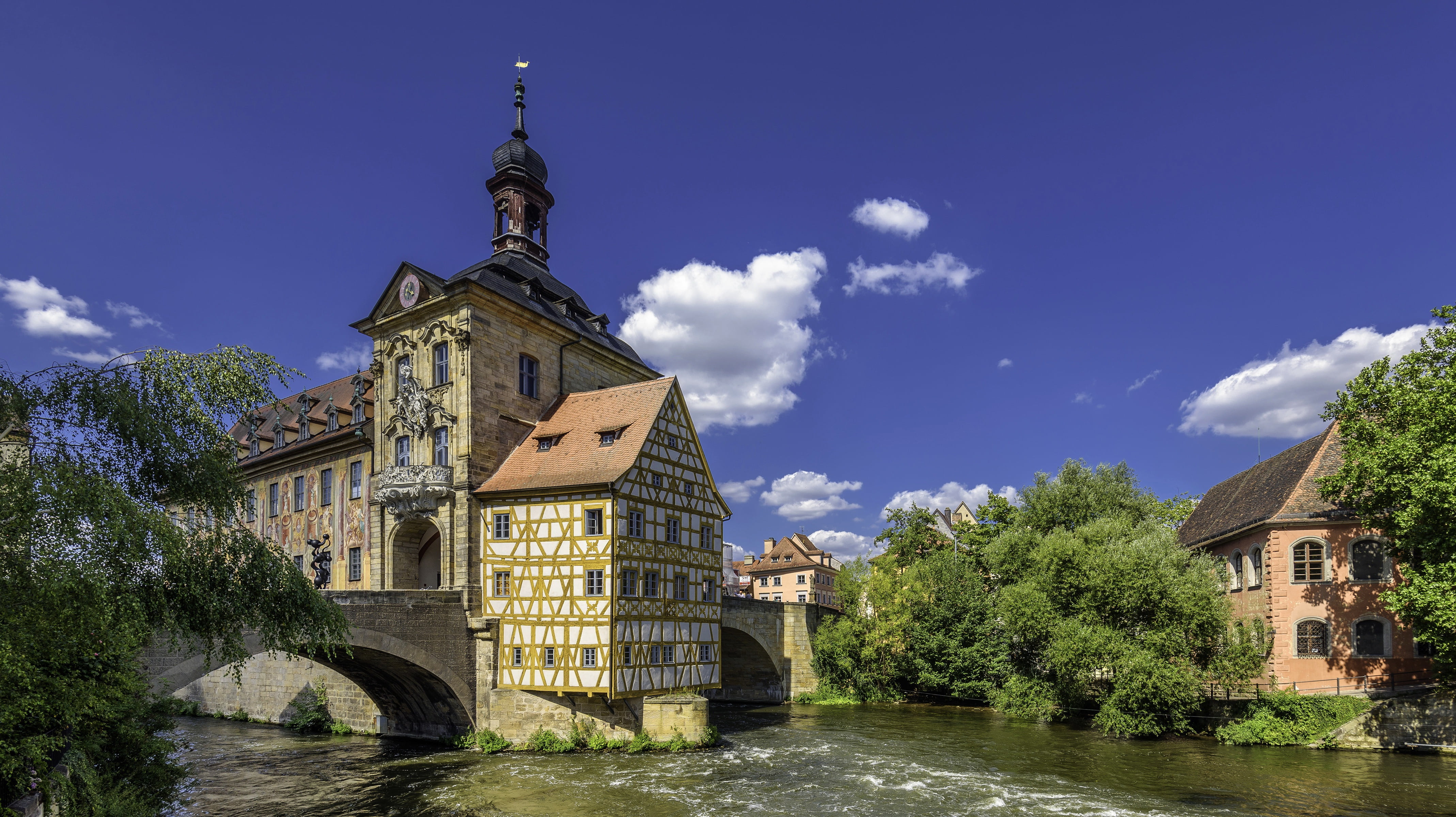 Bamberg, Germany, 4K, town hall, bridge, river, HD Wallpaper