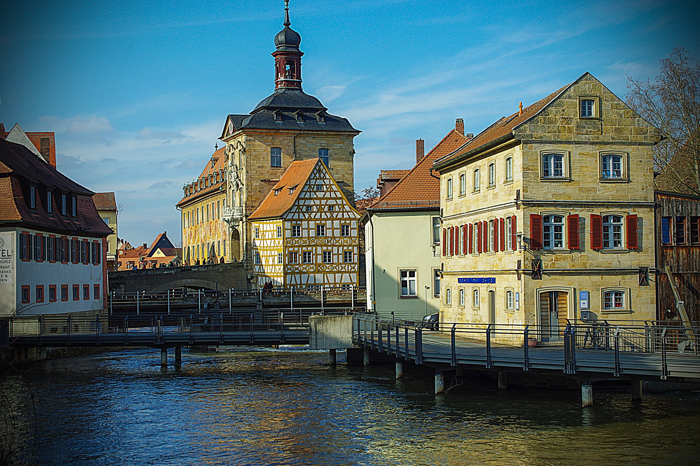 city view, sky, nautical vessel, waterfront, building exterior, bavaria, water, history, 2K, city, transportation, spire, architecture, outdoors, church, HD Wallpaper